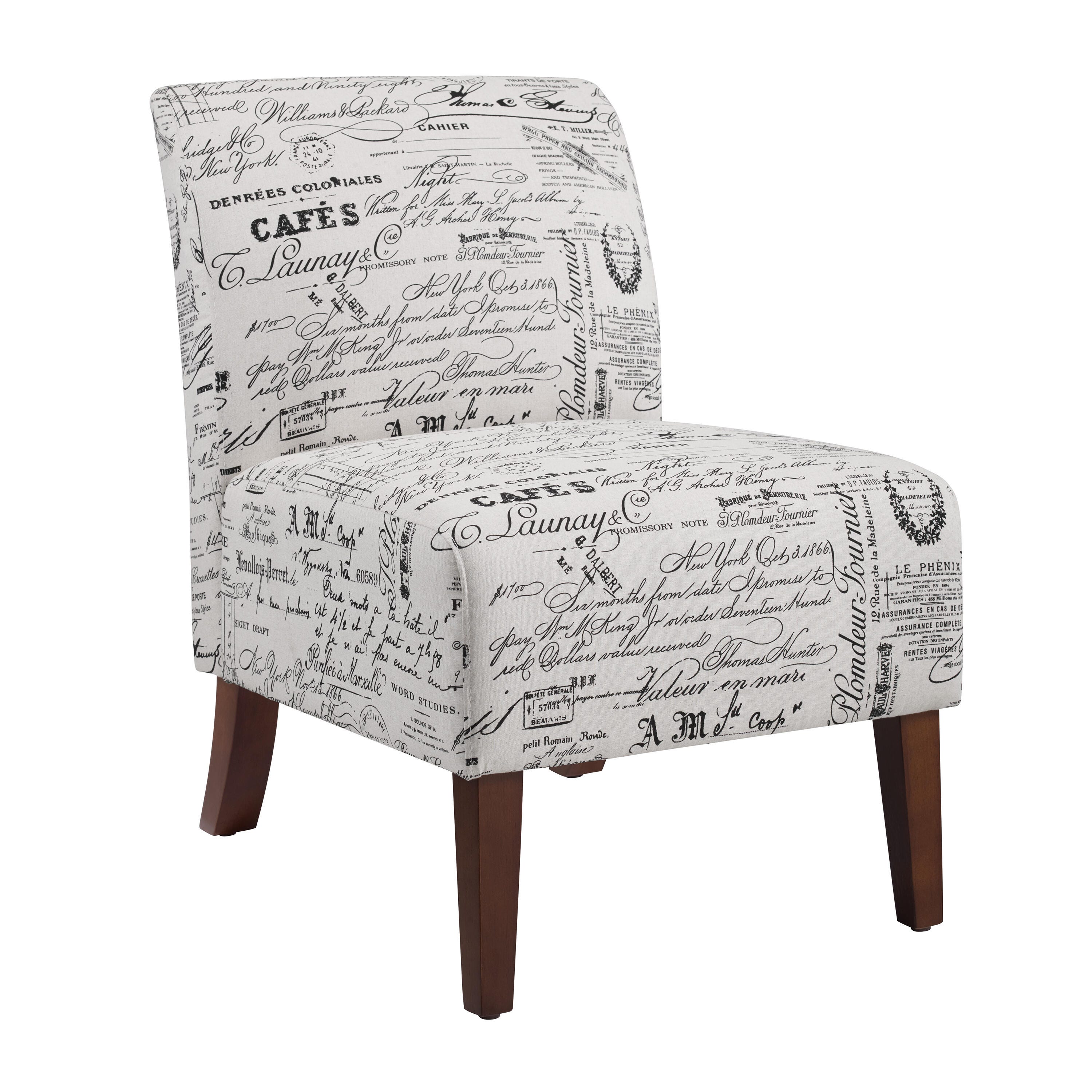 Linon Lacey Accent Chair, Dark Walnut, large