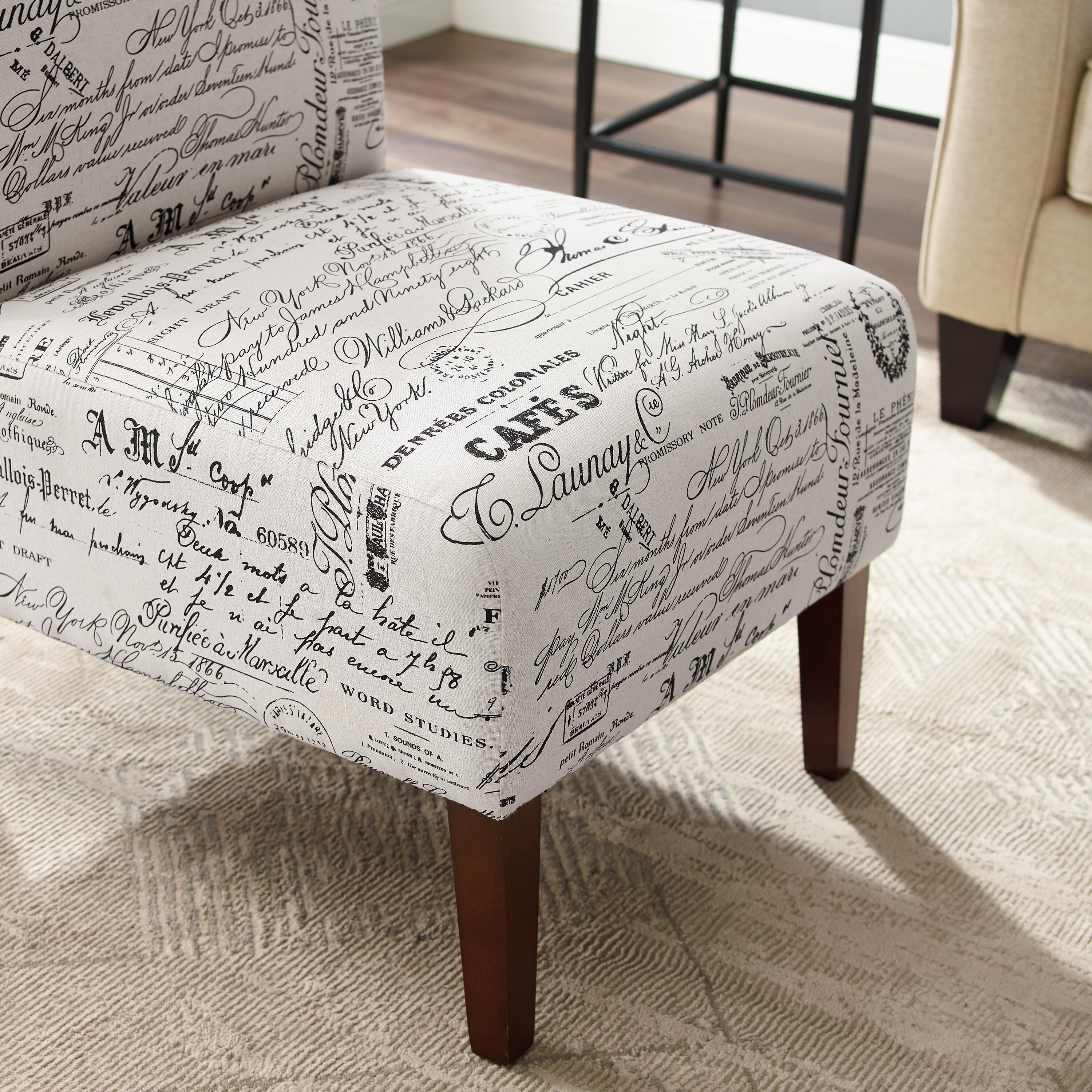 Linon Lacey Accent Chair, Dark Walnut, large