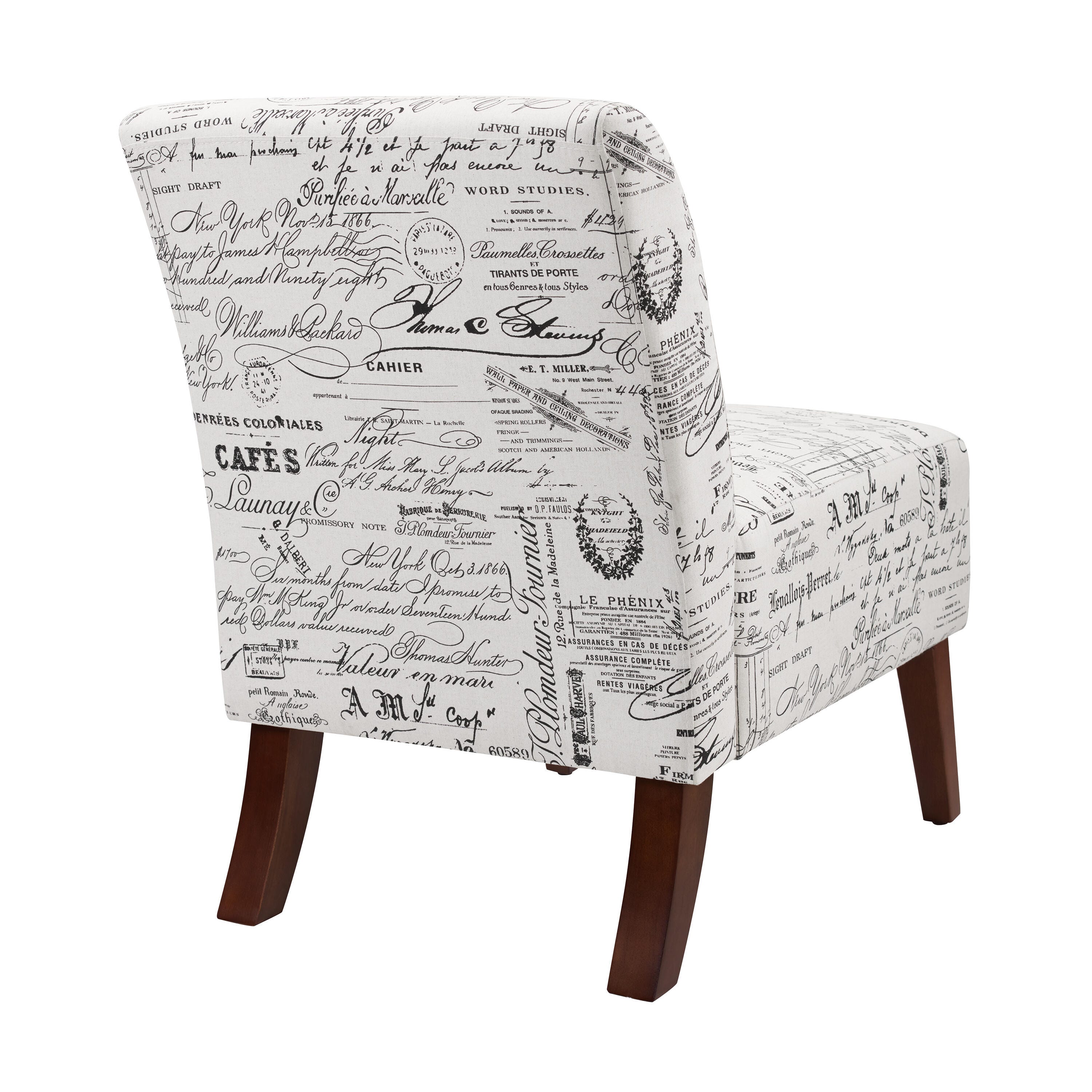 Linon Lacey Accent Chair, Dark Walnut, large