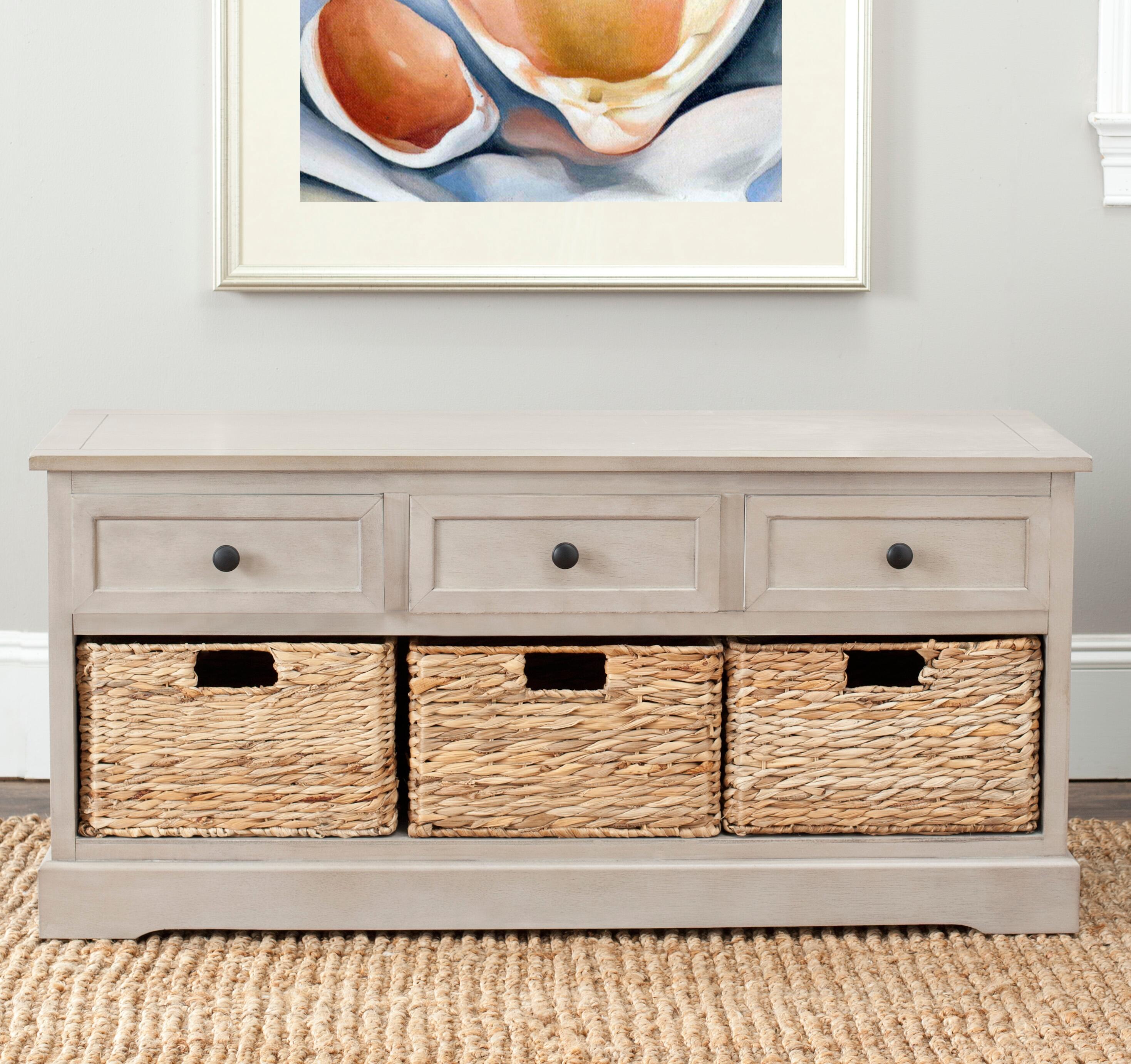 Safavieh Damien 3 Drawer Storage Bench, Vintage Gray, rollover