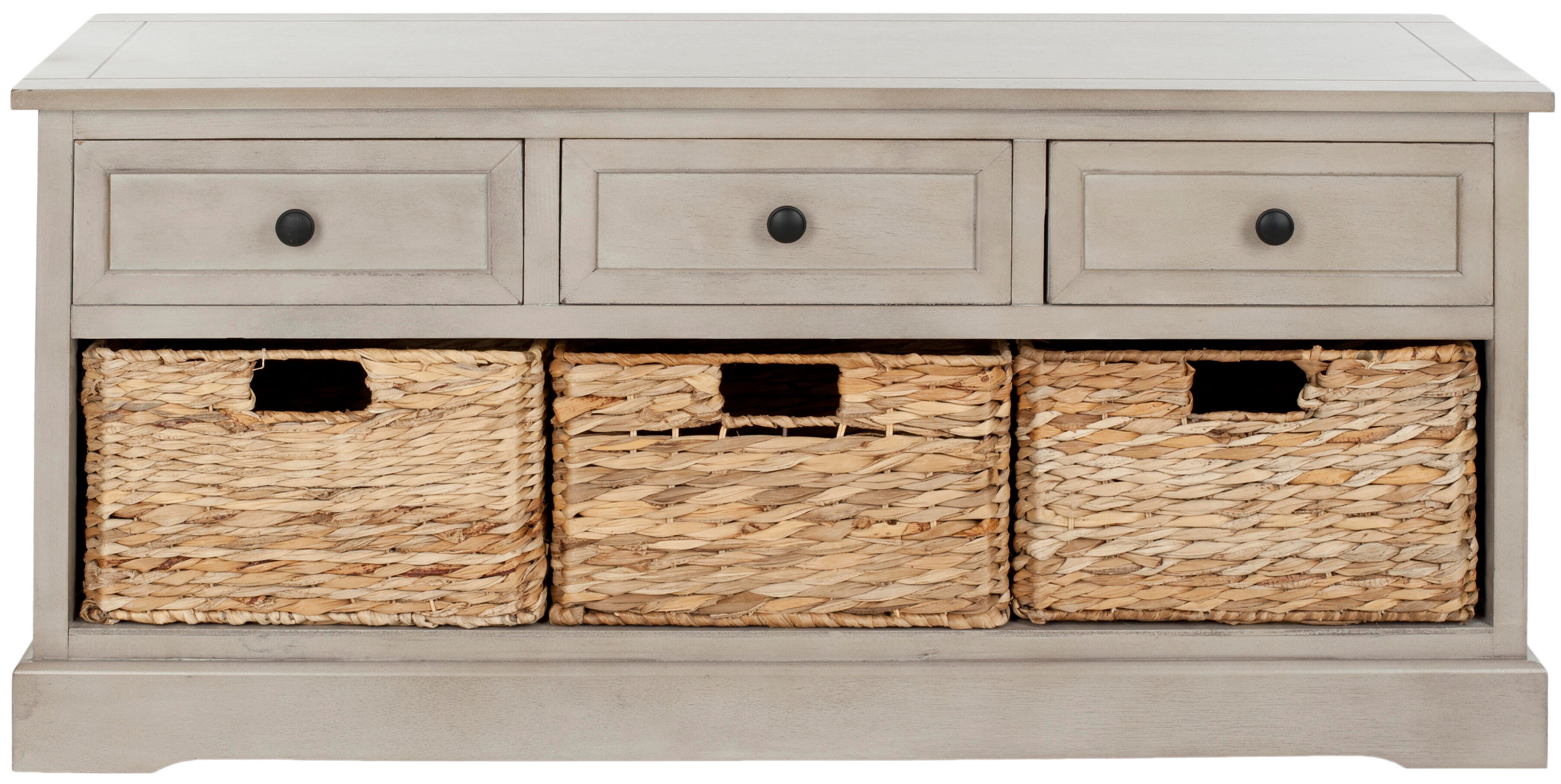 Safavieh Damien 3 Drawer Storage Bench, Vintage Gray, large