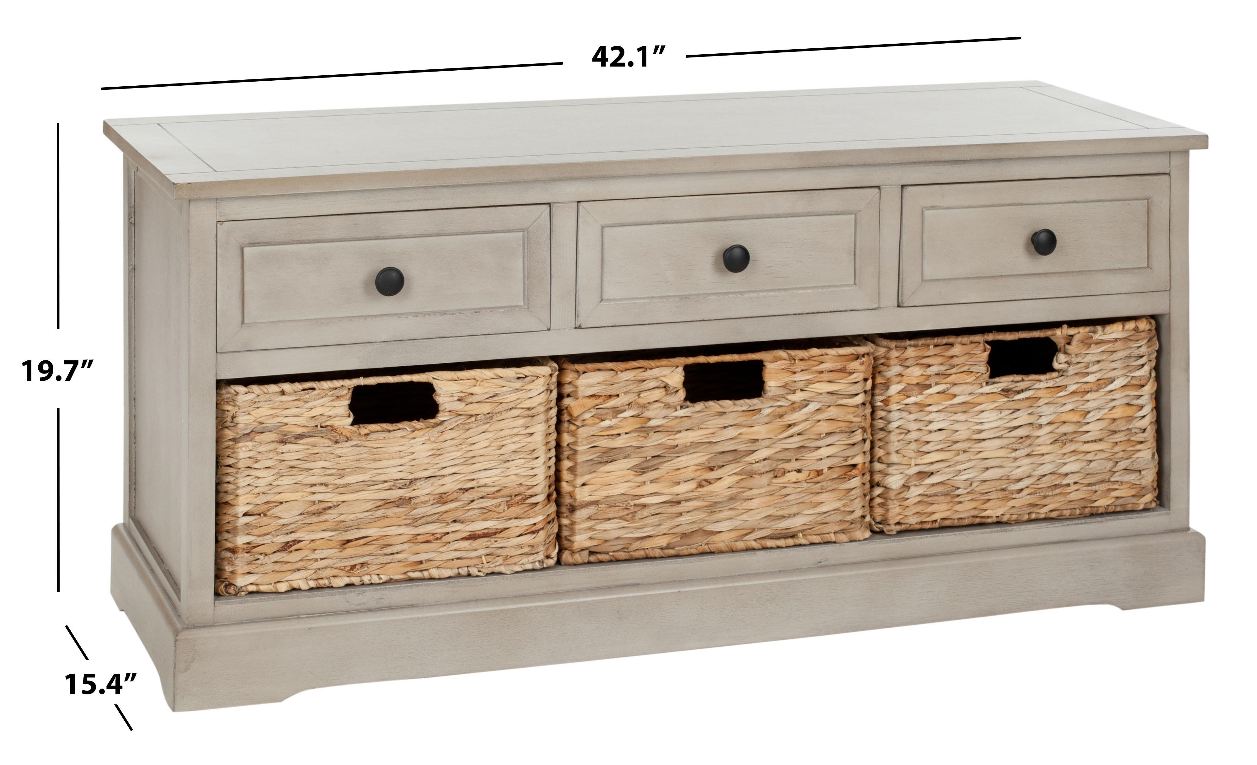 Safavieh Damien 3 Drawer Storage Bench, Vintage Gray, large