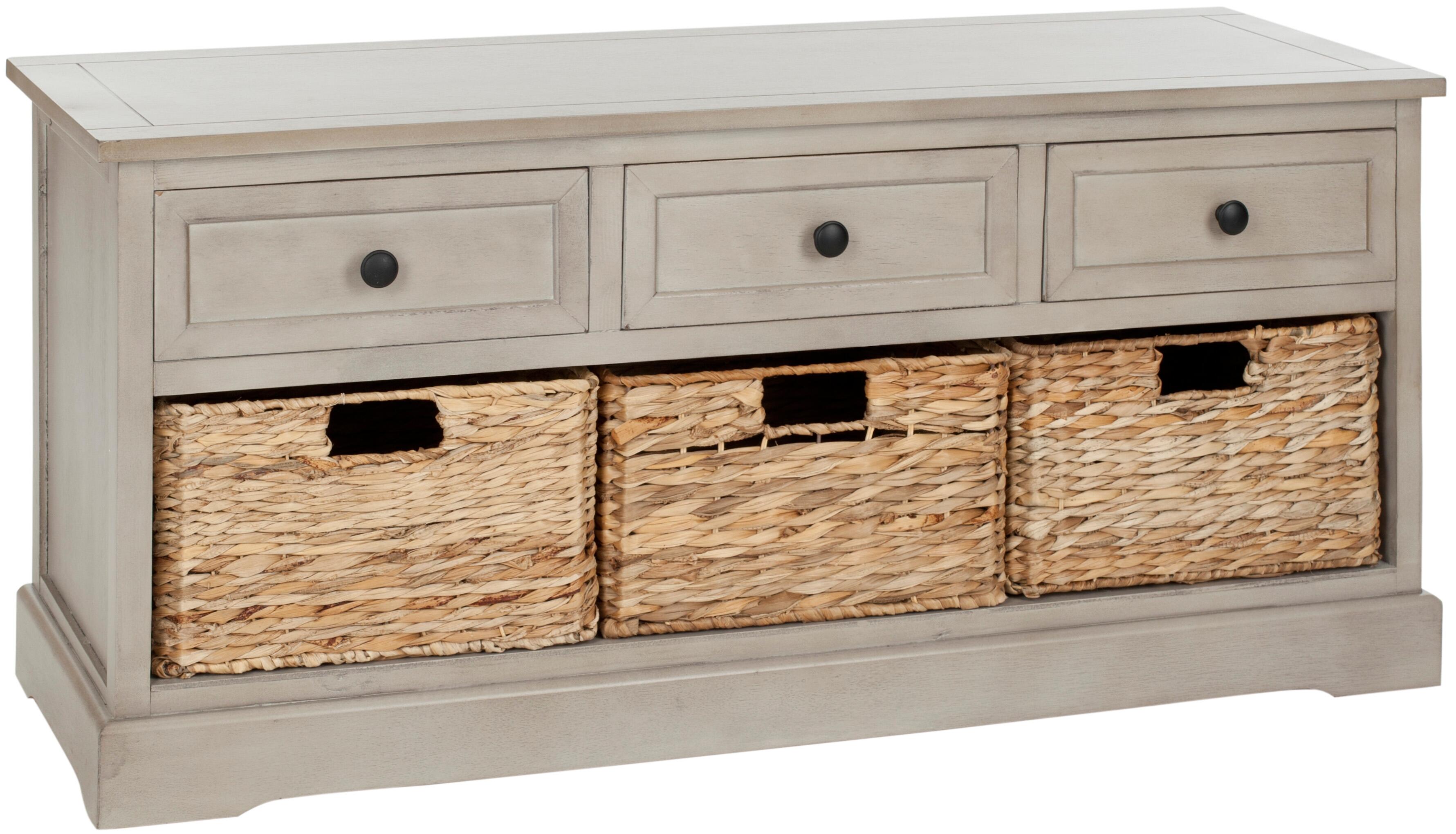 Safavieh Damien 3 Drawer Storage Bench, Vintage Gray, large