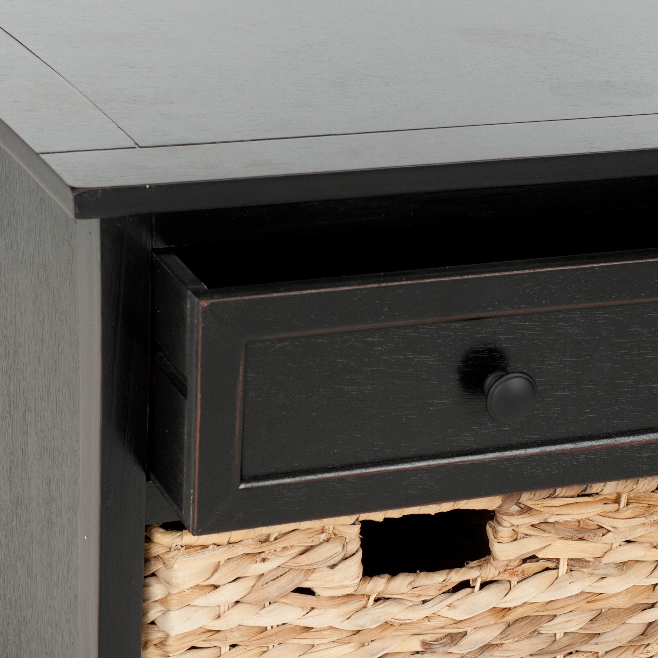 Safavieh Damien 3 Drawer Storage Bench, Distressed Black, large