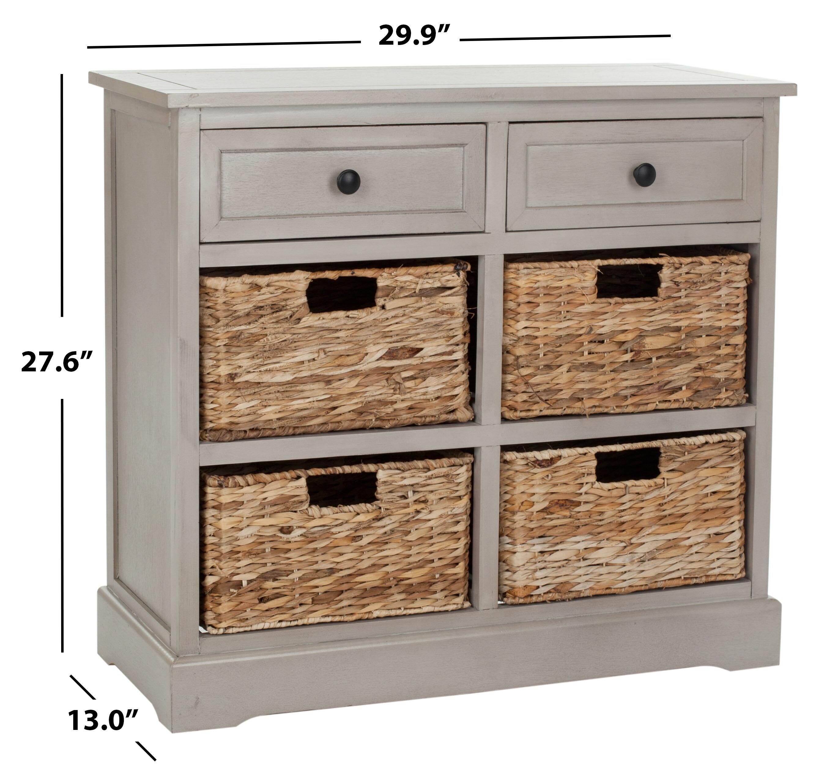 Safavieh Herman Storage Unit with Wicker Baskets, Vintage Gray, large