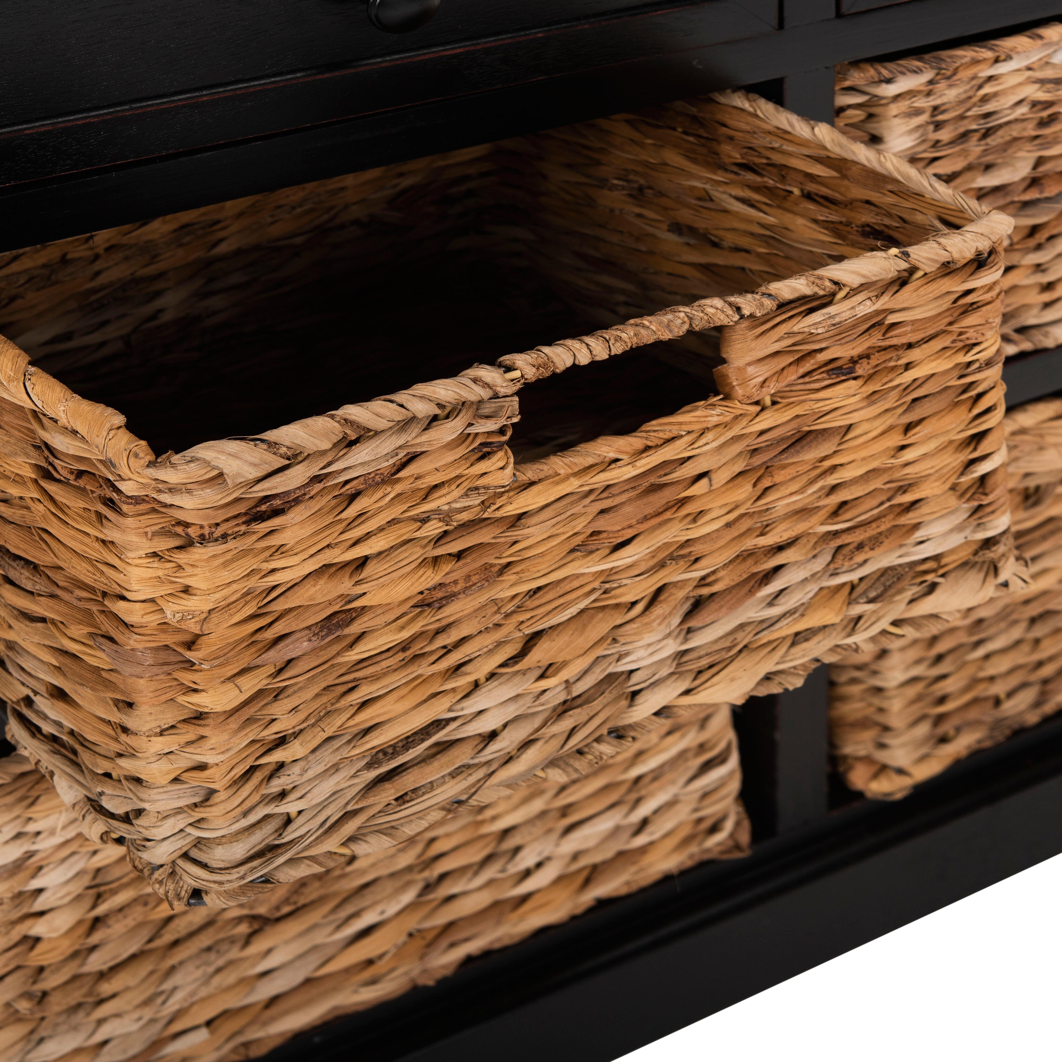 Safavieh Herman Herman Storage Unit with Wicker Baskets, Distressed Black, large