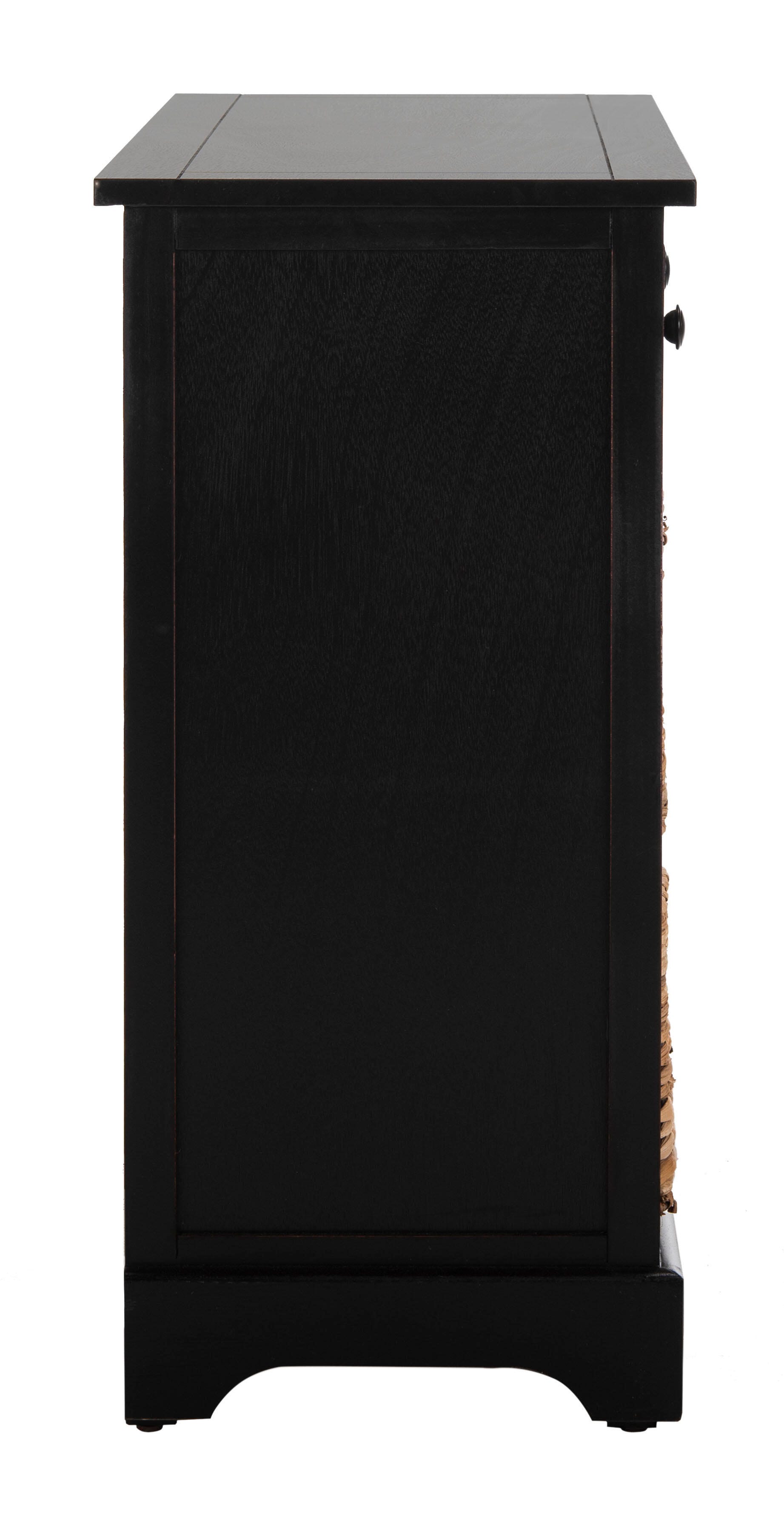 Safavieh Herman Herman Storage Unit with Wicker Baskets, Distressed Black, large