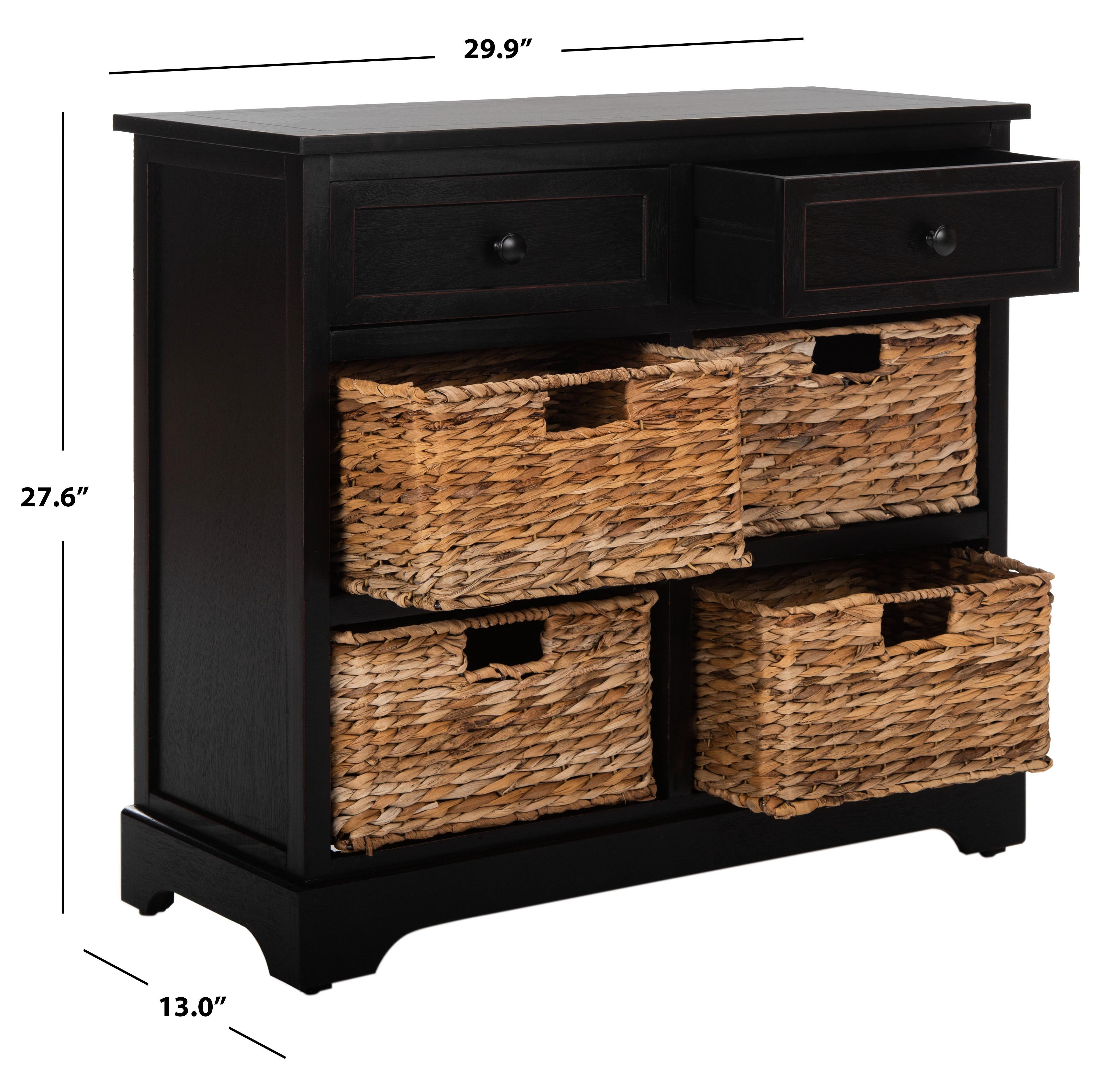 Safavieh Herman Herman Storage Unit with Wicker Baskets, Distressed Black, large