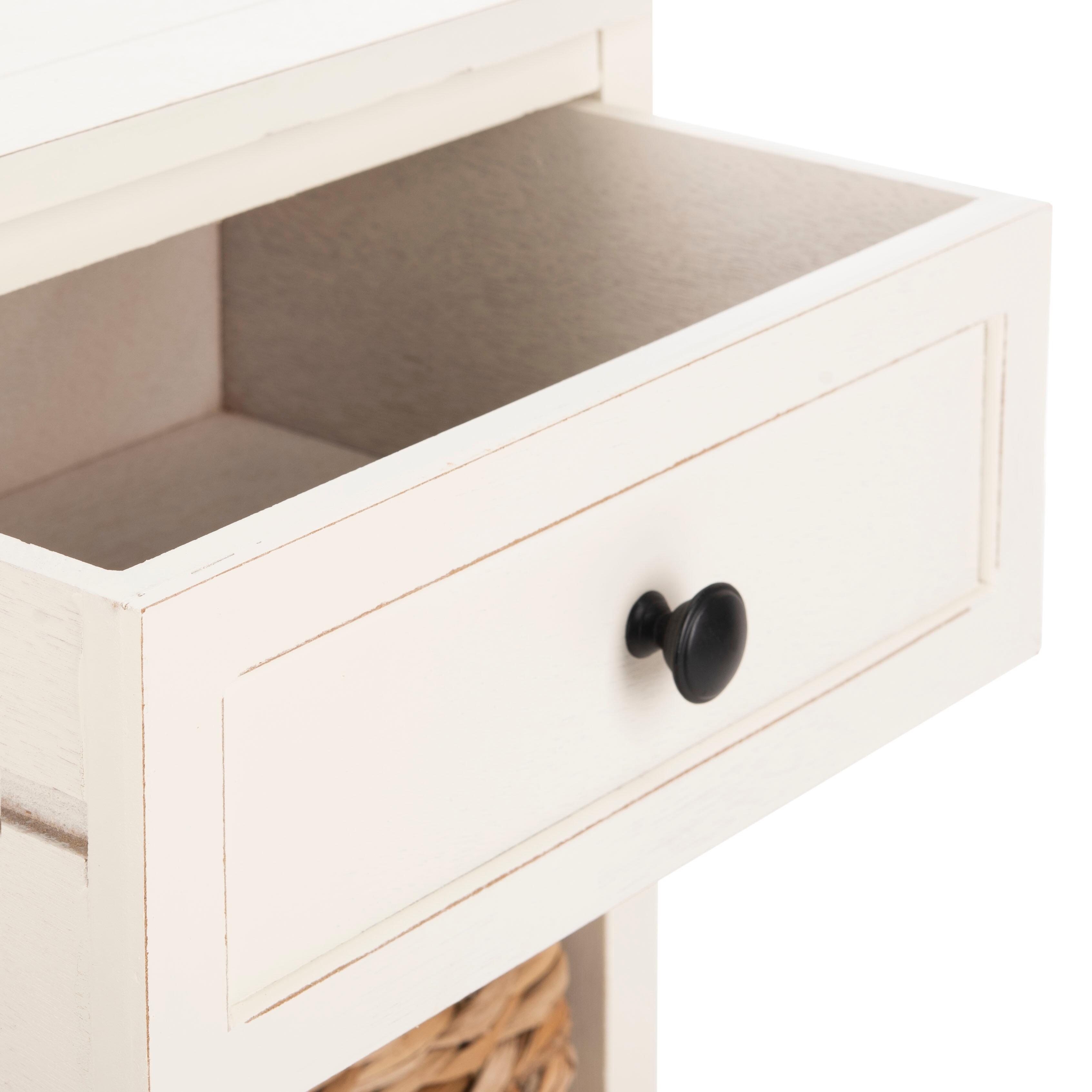 Safavieh Herman Herman Storage Unit with Wicker Baskets, Distressed Cream, large