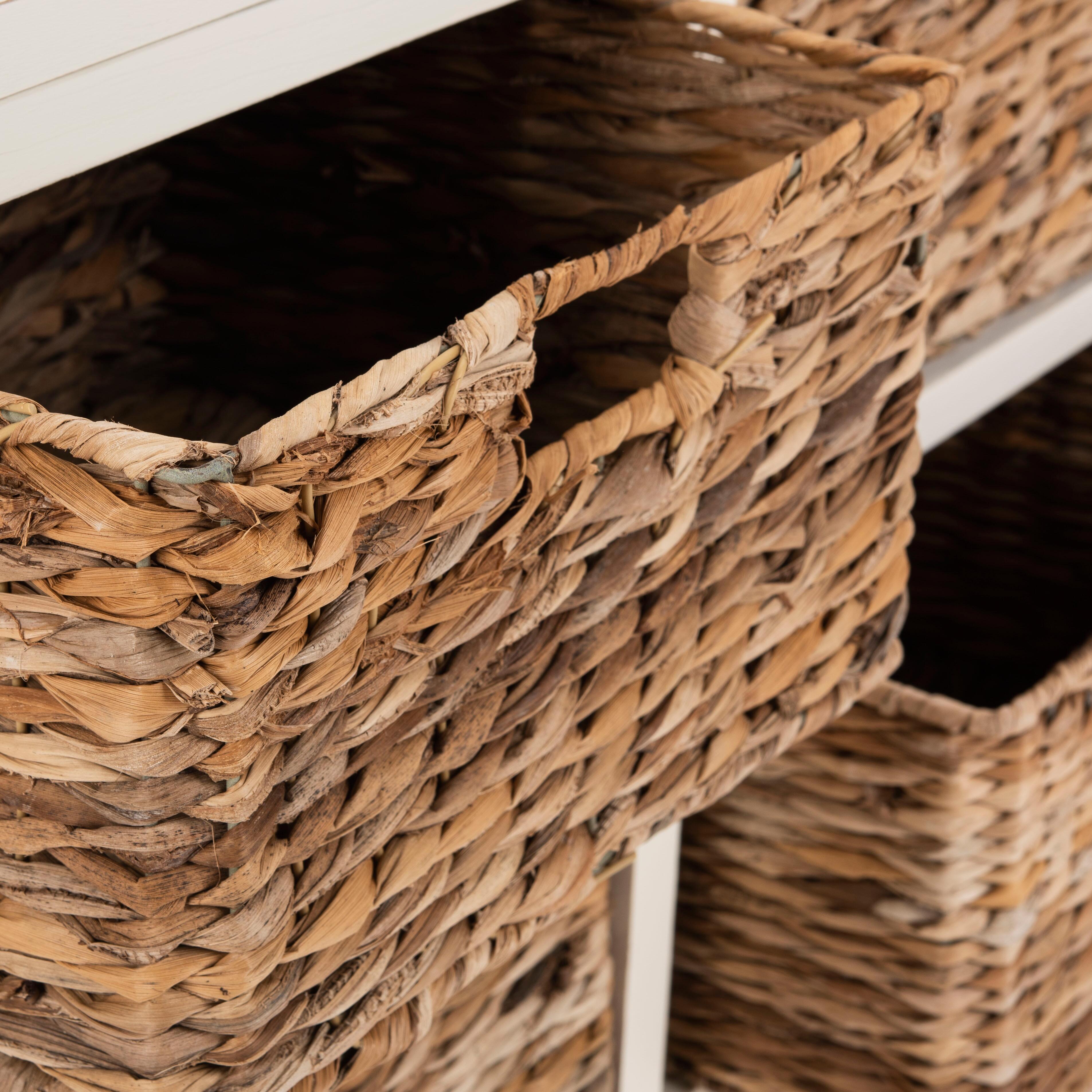 Safavieh Herman Herman Storage Unit with Wicker Baskets, Distressed Cream, large