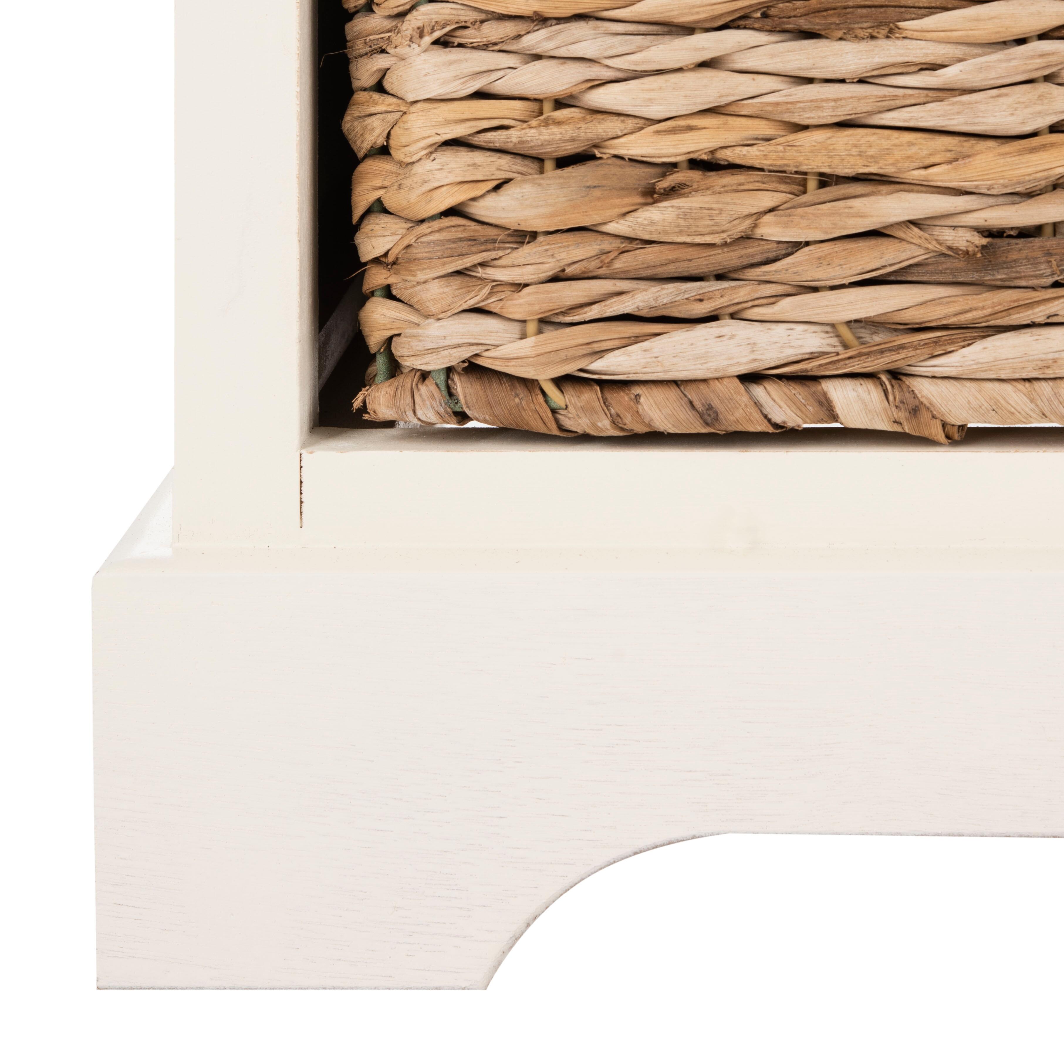 Safavieh Herman Herman Storage Unit with Wicker Baskets, Distressed Cream, large