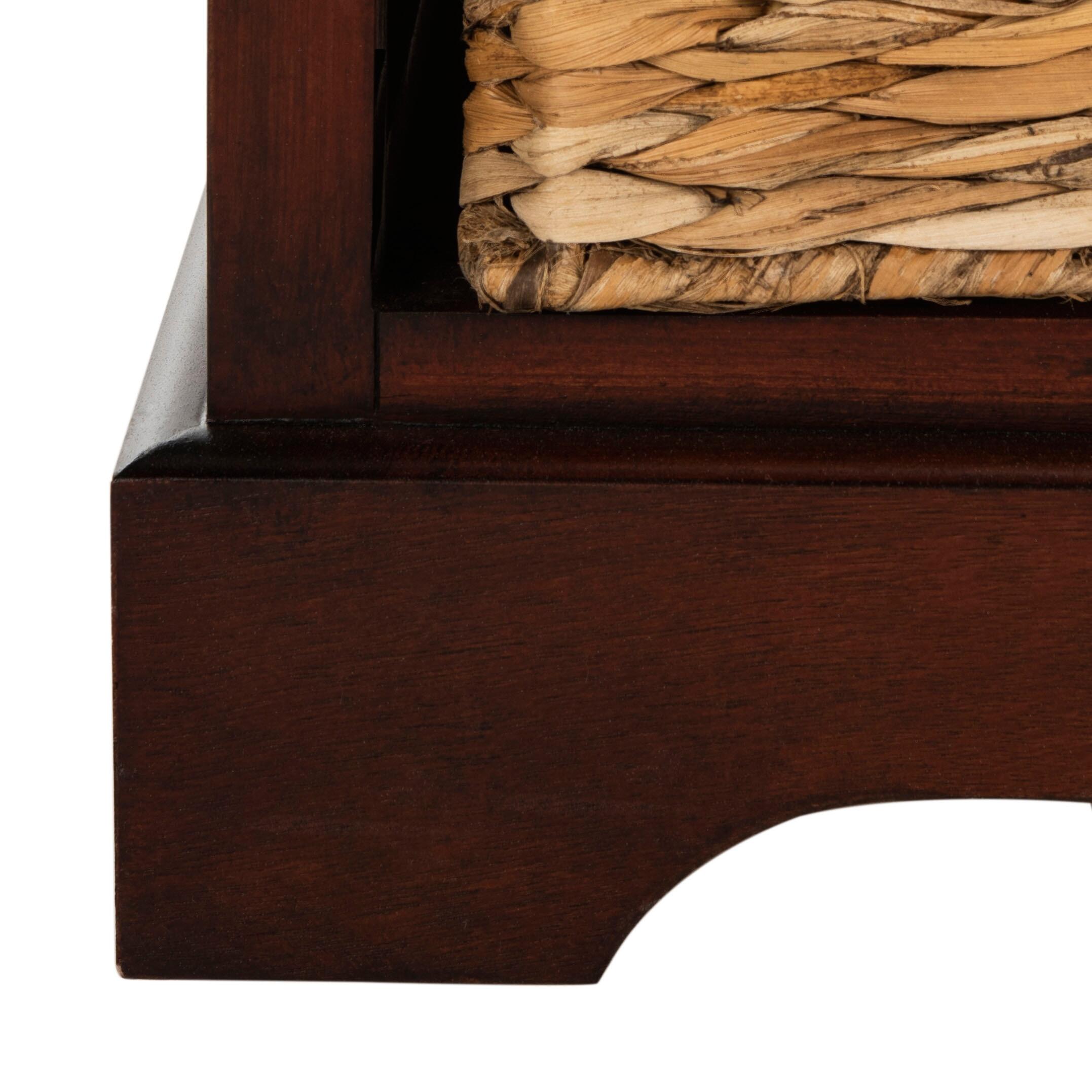 Safavieh Herman Storage Unit with Wicker Baskets, Dark Cherry, large