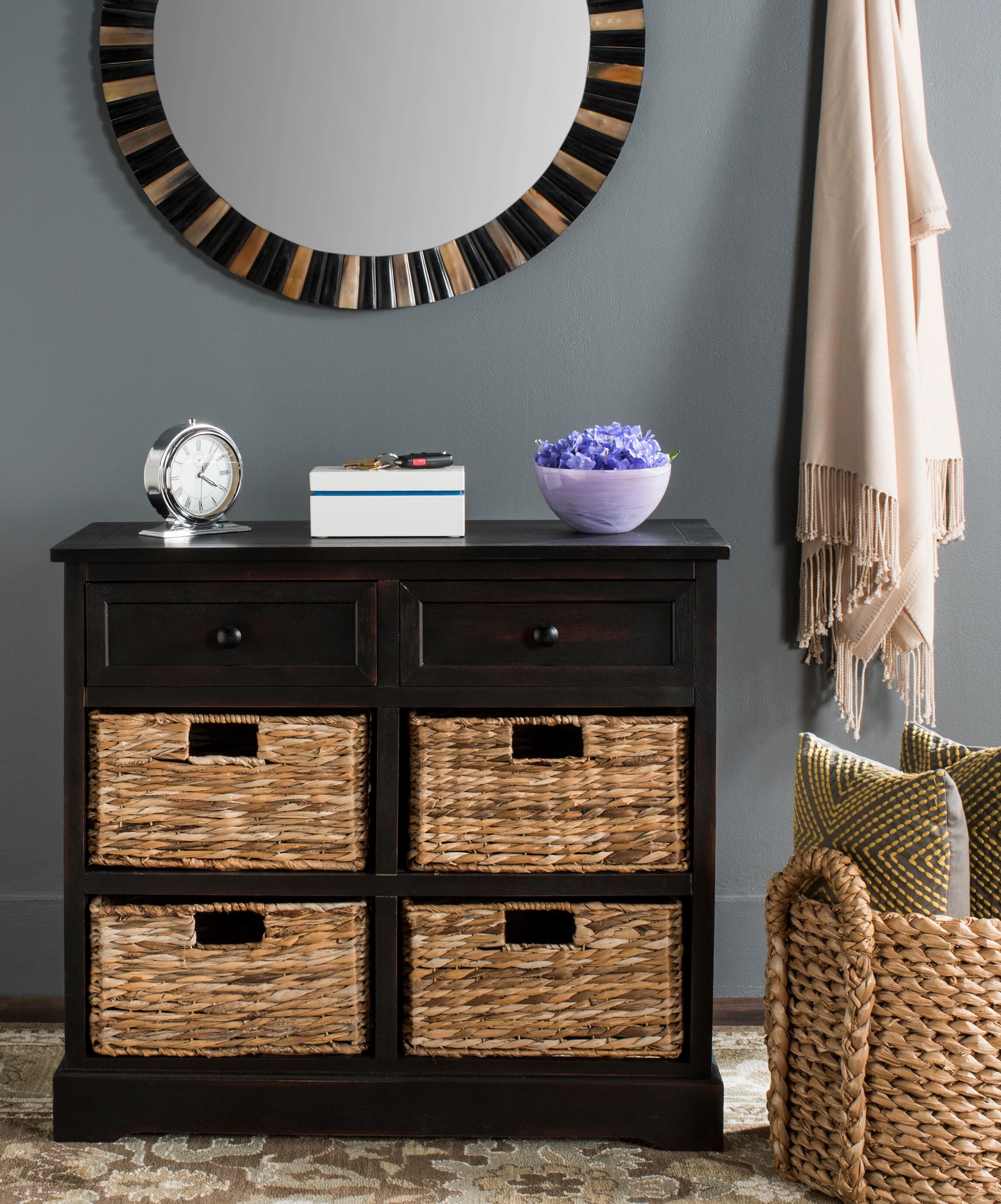 Safavieh Herman Storage Unit with Wicker Baskets, Brown, large