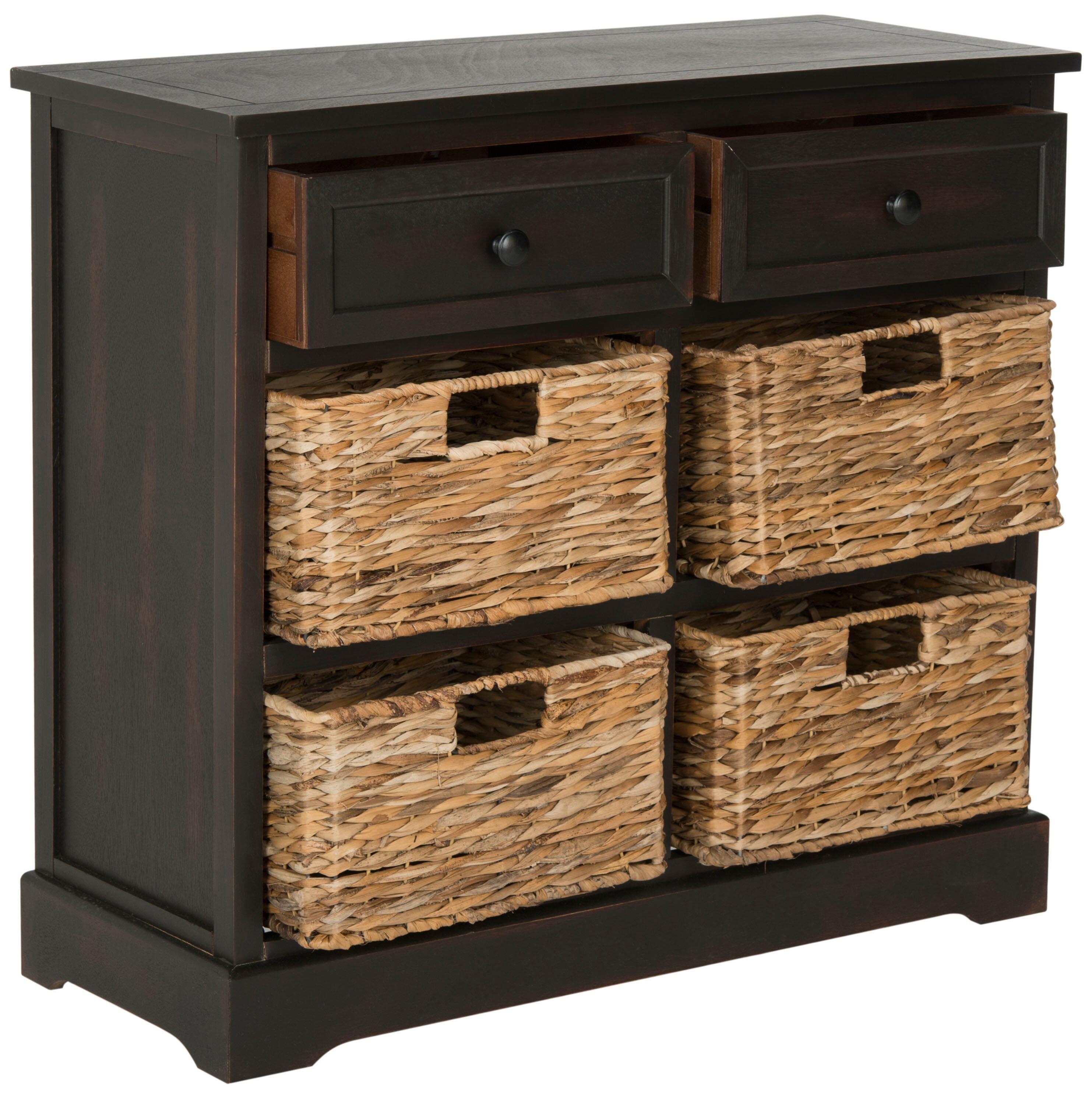 Safavieh Herman Storage Unit with Wicker Baskets, Brown, large