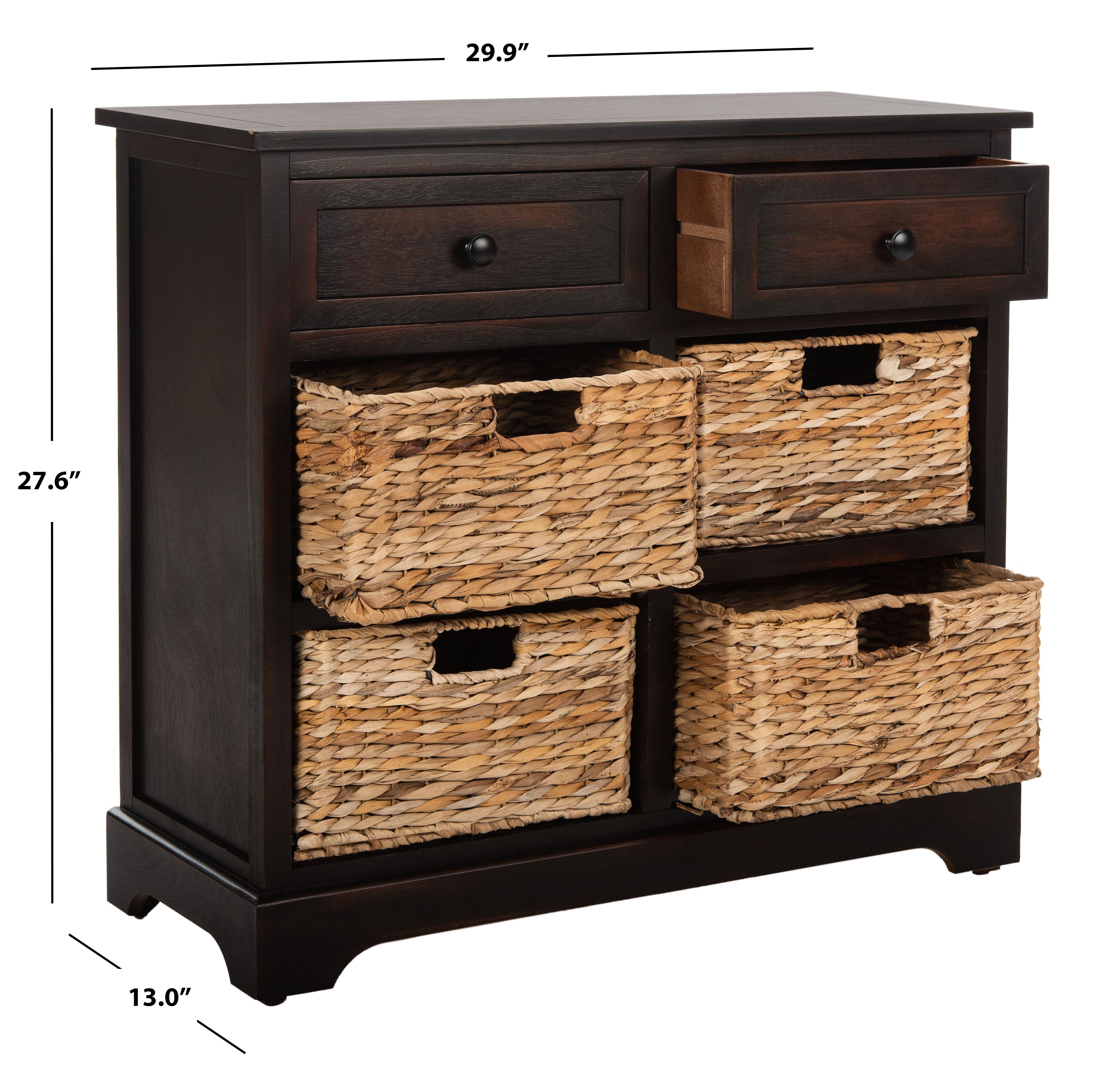 Safavieh Herman Storage Unit with Wicker Baskets, Brown, large