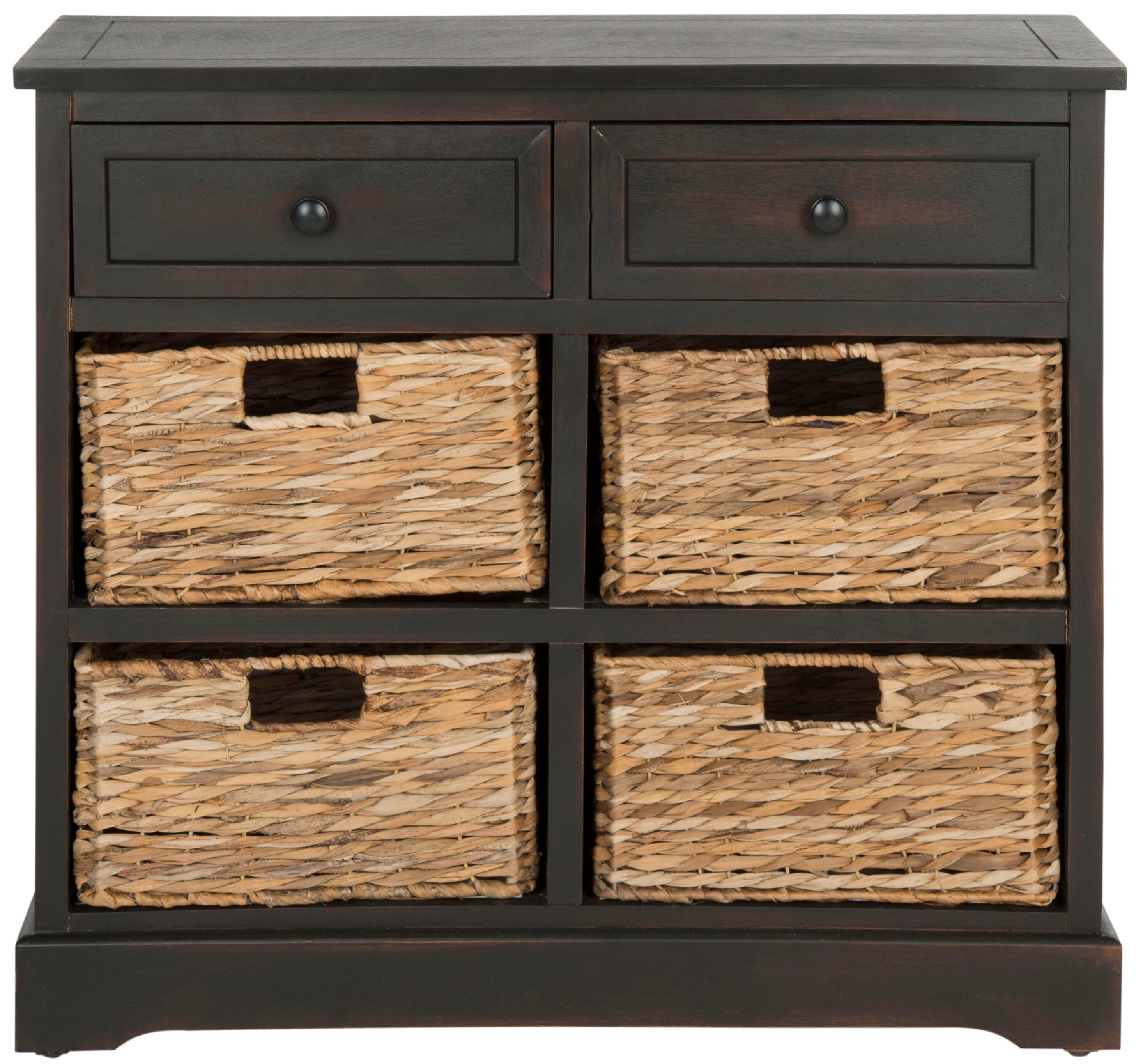 Safavieh Herman Storage Unit with Wicker Baskets, Brown, large