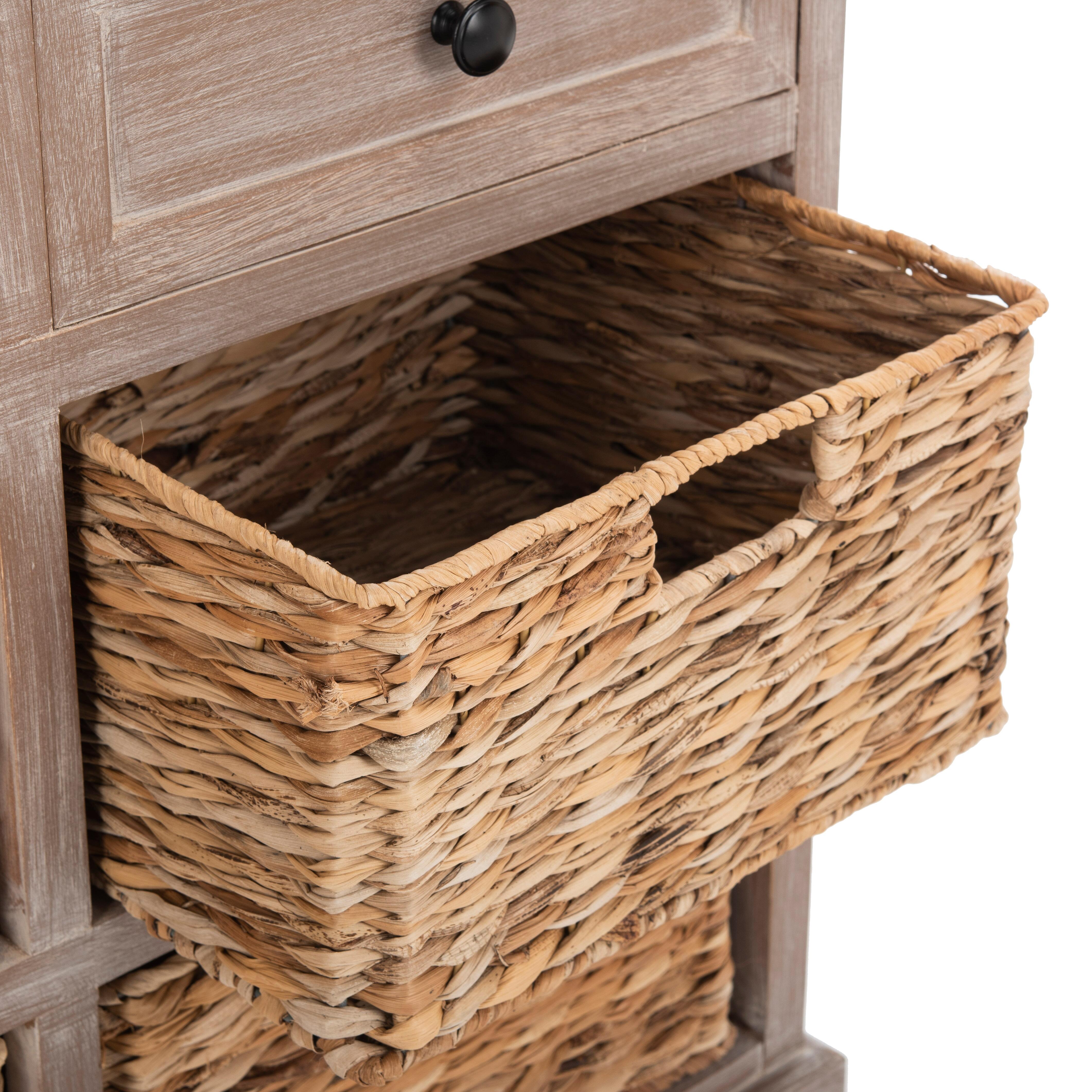 Safavieh Herman Herman Storage Unit with Wicker Baskets, Whitewash, large