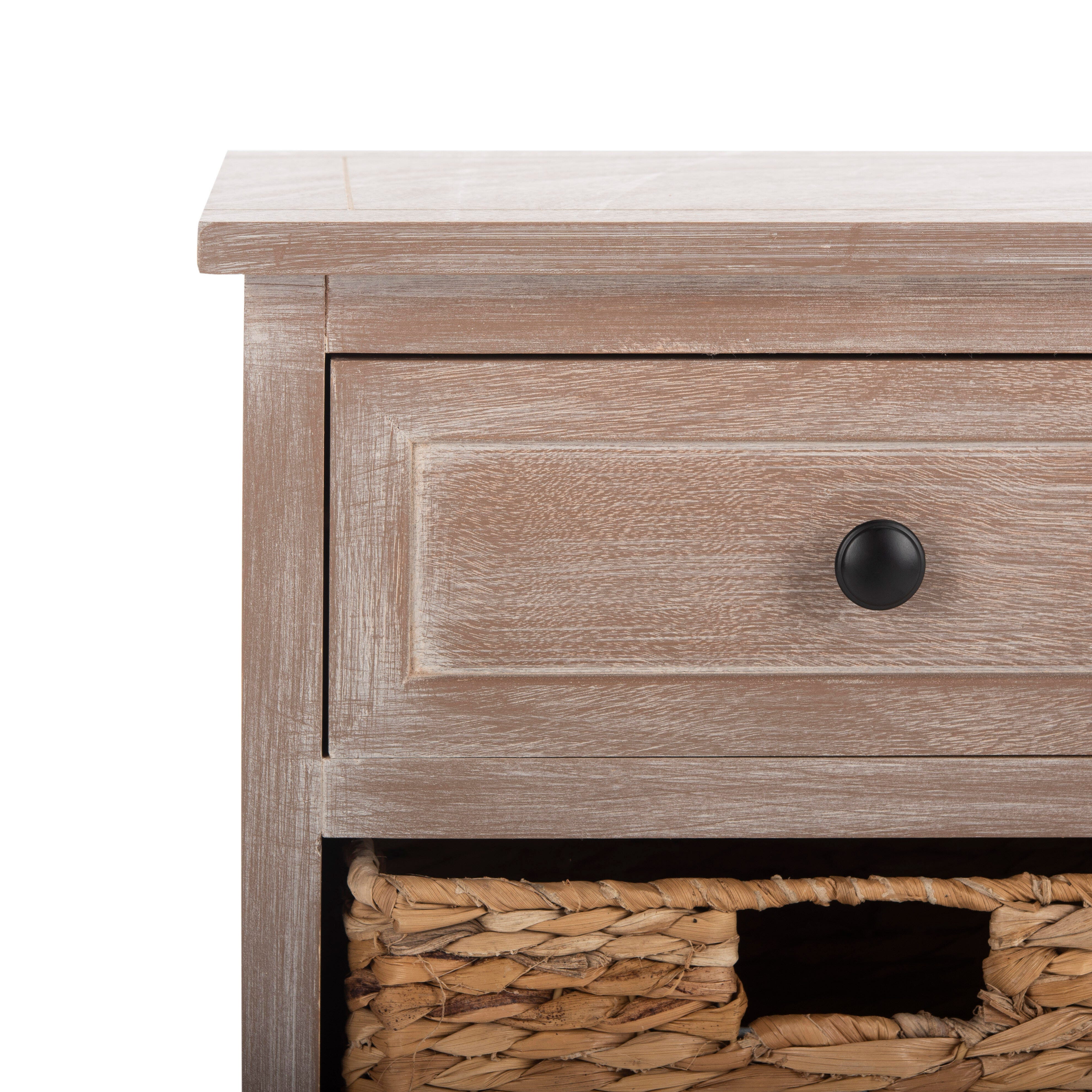 Safavieh Herman Herman Storage Unit with Wicker Baskets, Whitewash, large
