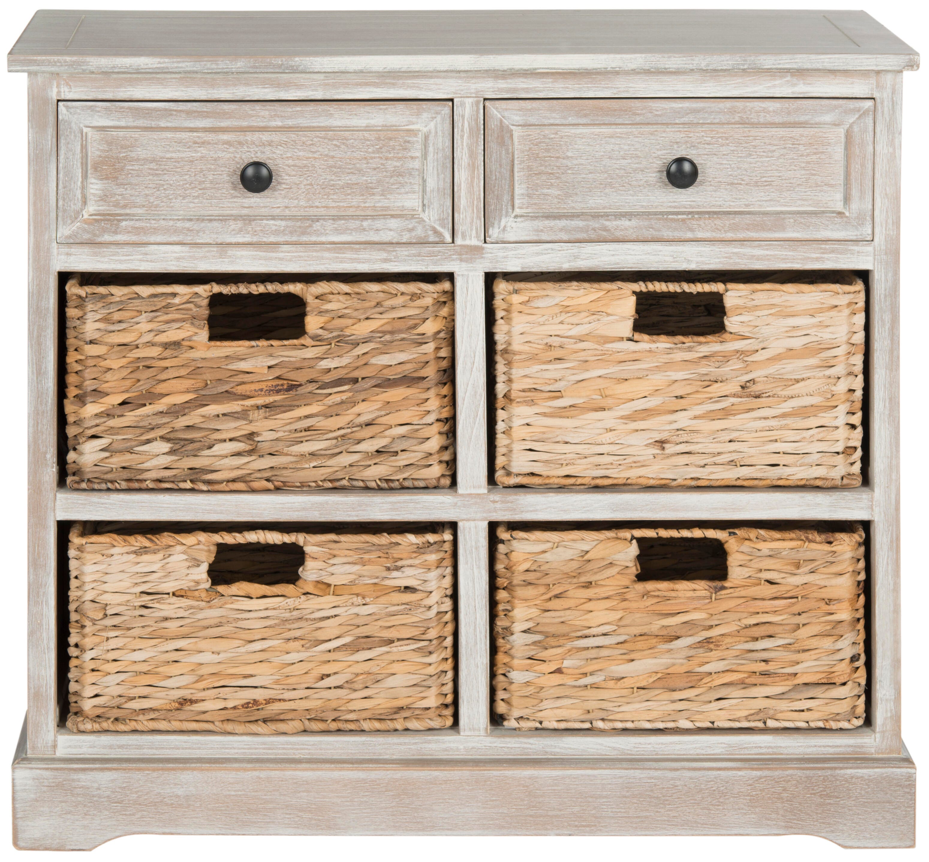 Safavieh Herman Herman Storage Unit with Wicker Baskets, Whitewash, large