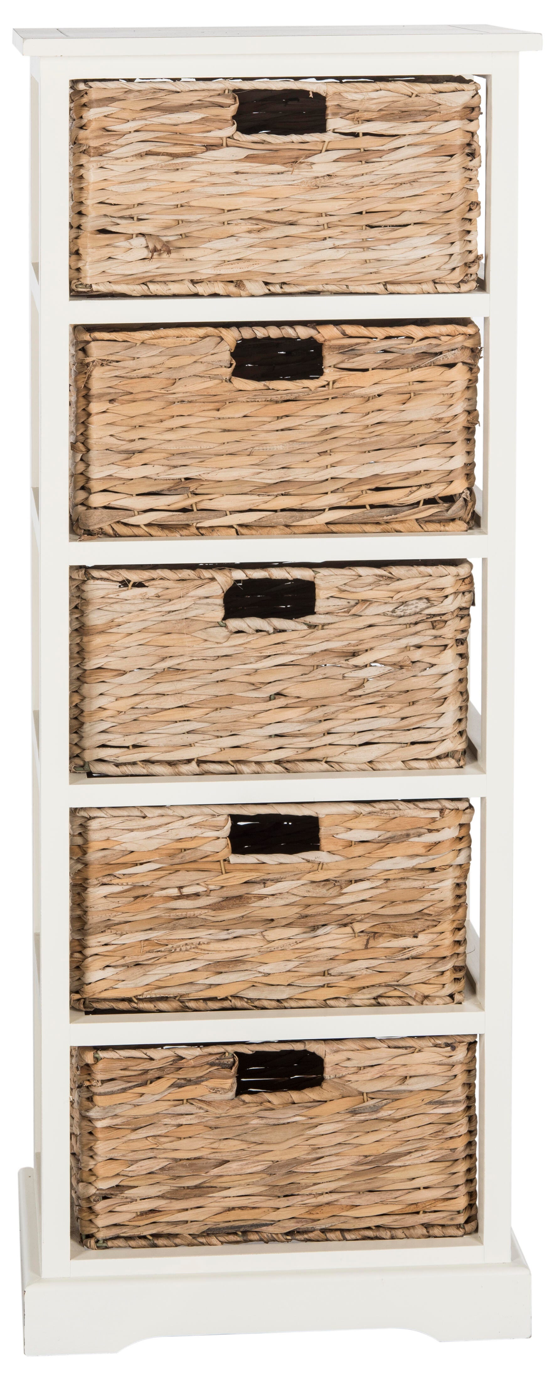 Safavieh Vedette 5 Wicker Basket Storage Tower, Distressed White, large