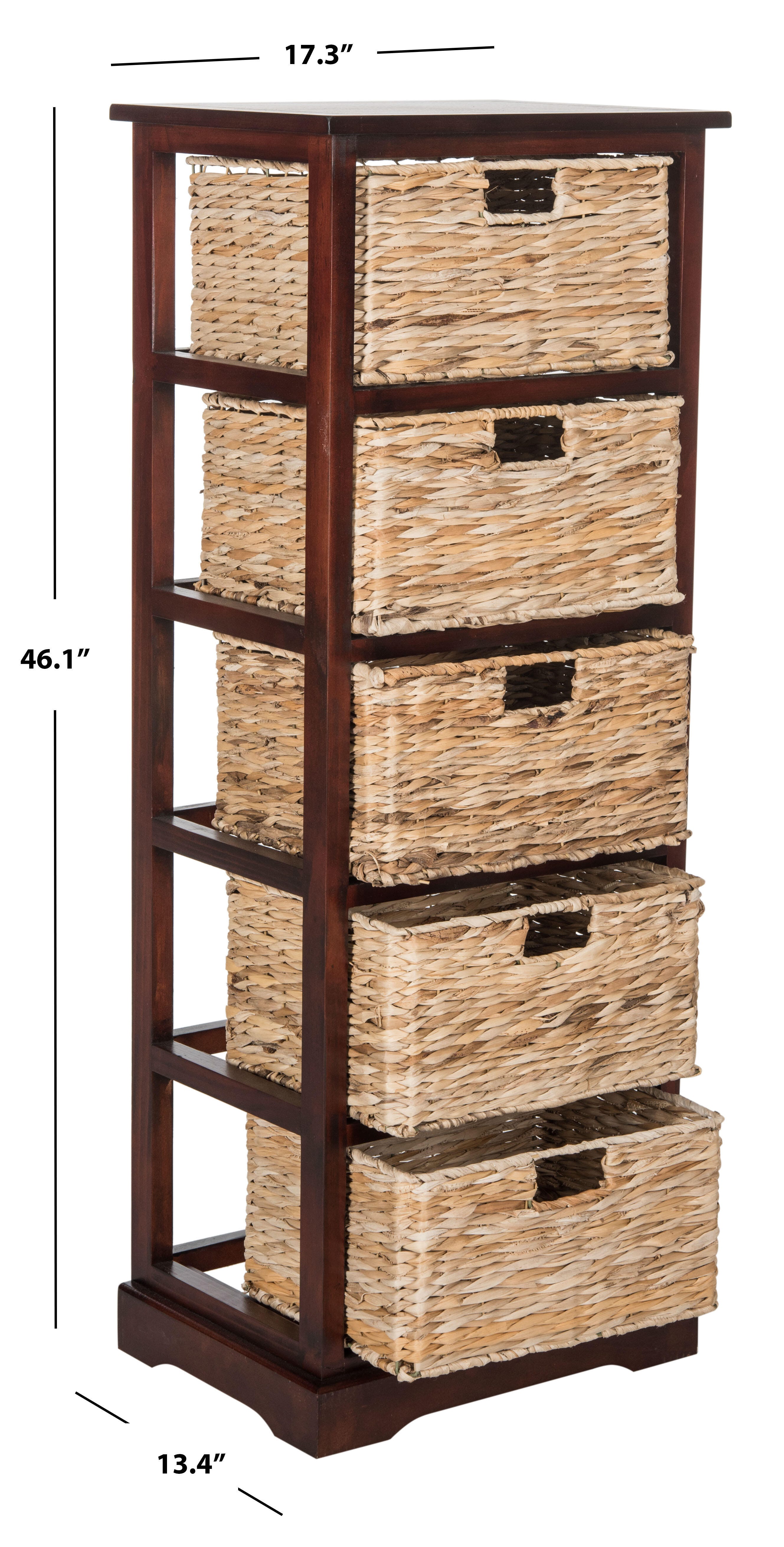 Safavieh Vedette 5 Wicker Basket Storage Tower, Cherry, large