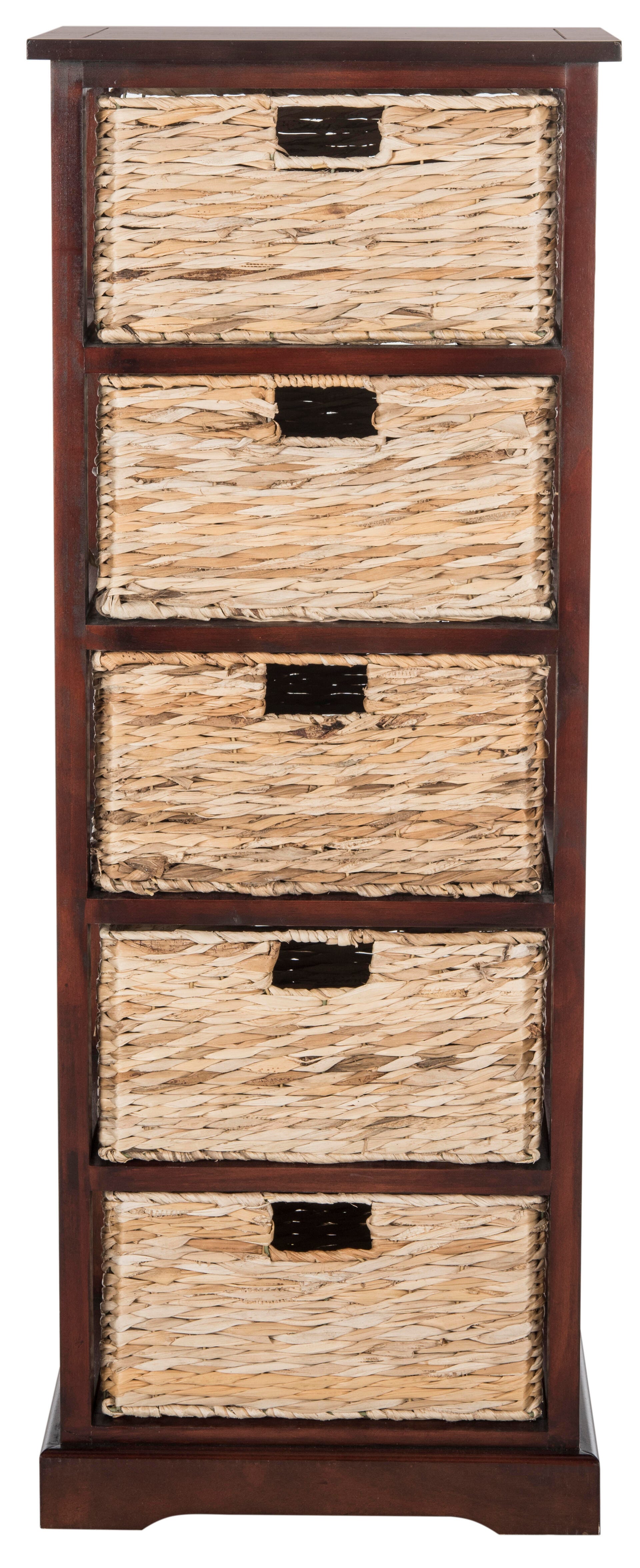 Safavieh Vedette 5 Wicker Basket Storage Tower, Cherry, large