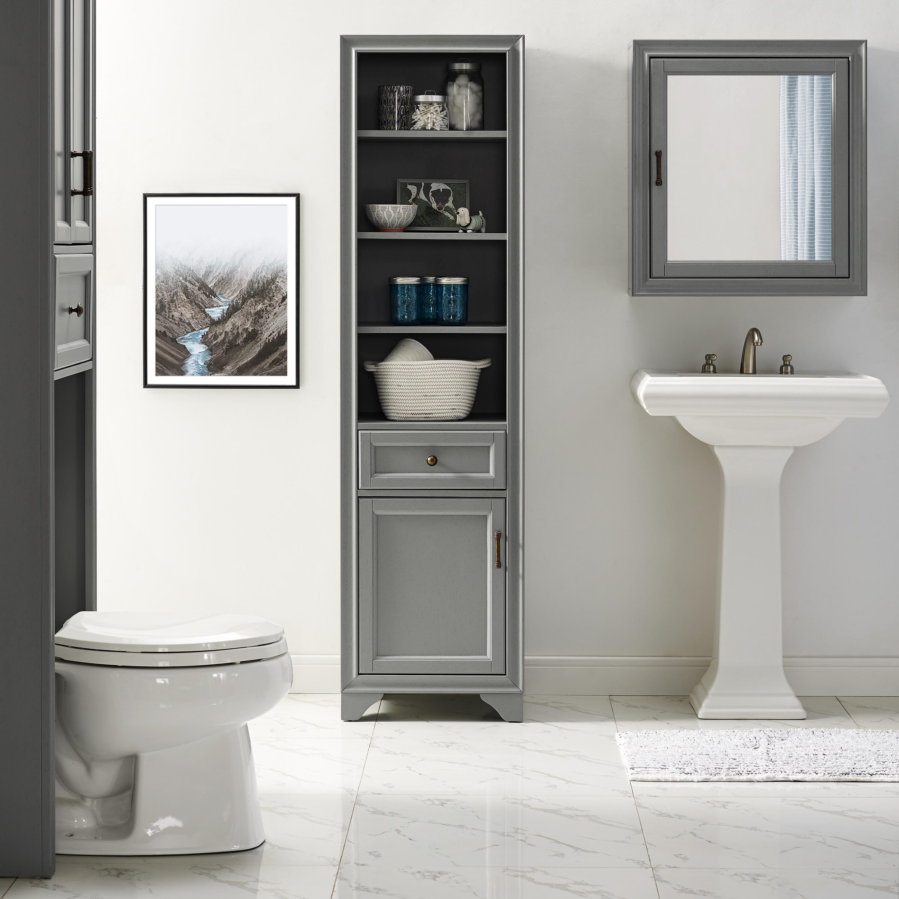 Crosley Tara Linen Cabinet, Gray, large