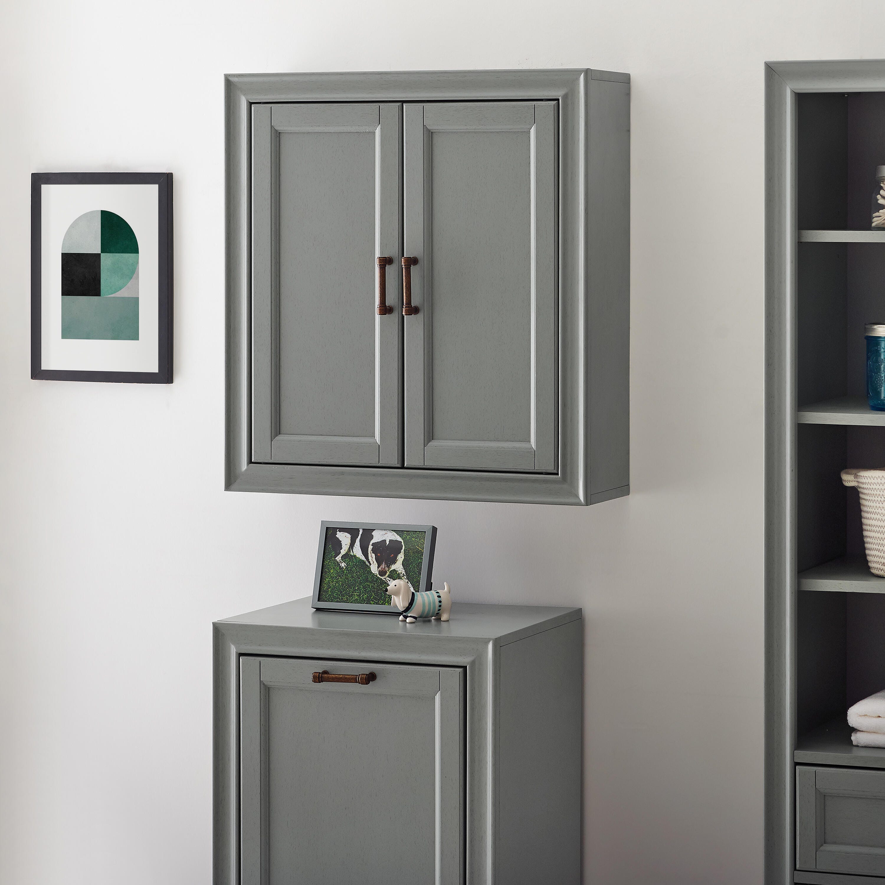 Crosley Tara Wall Cabinet, Gray, large