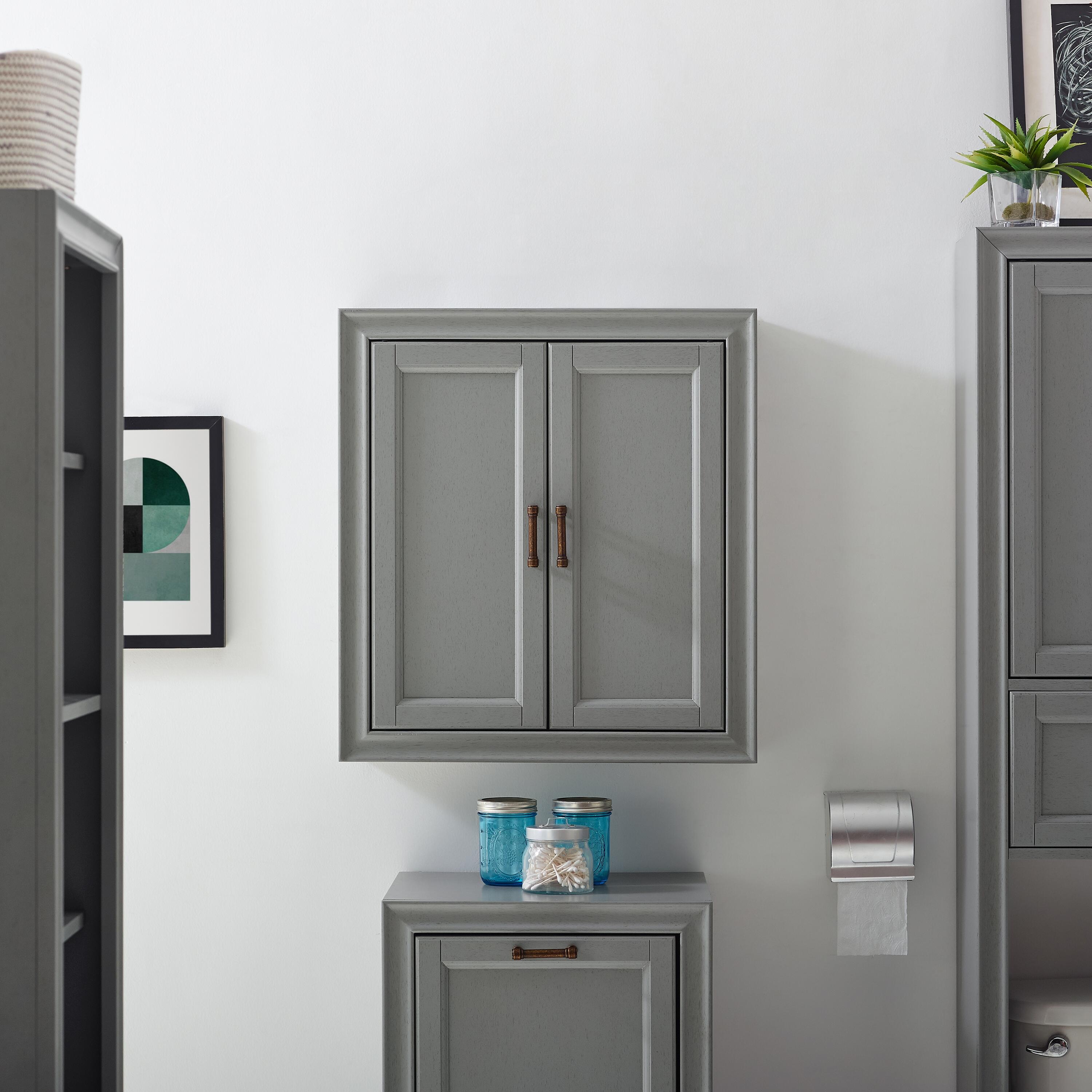 Crosley Tara Wall Cabinet, Gray, large