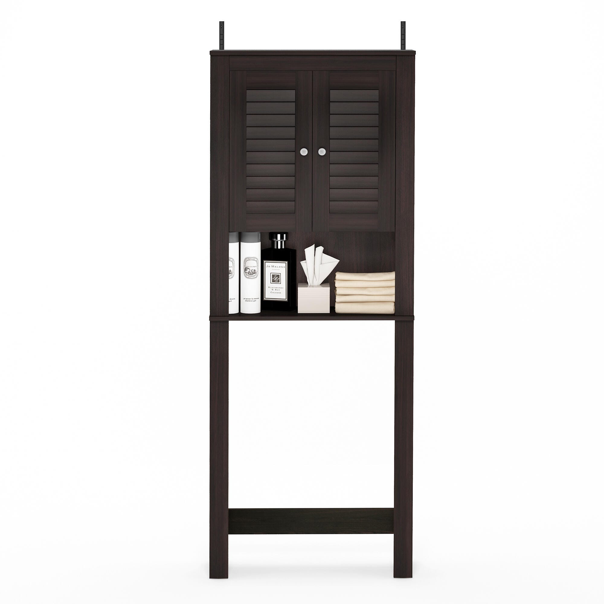 Furinno Indo Louver Door Bath Cabinet, Espresso, large