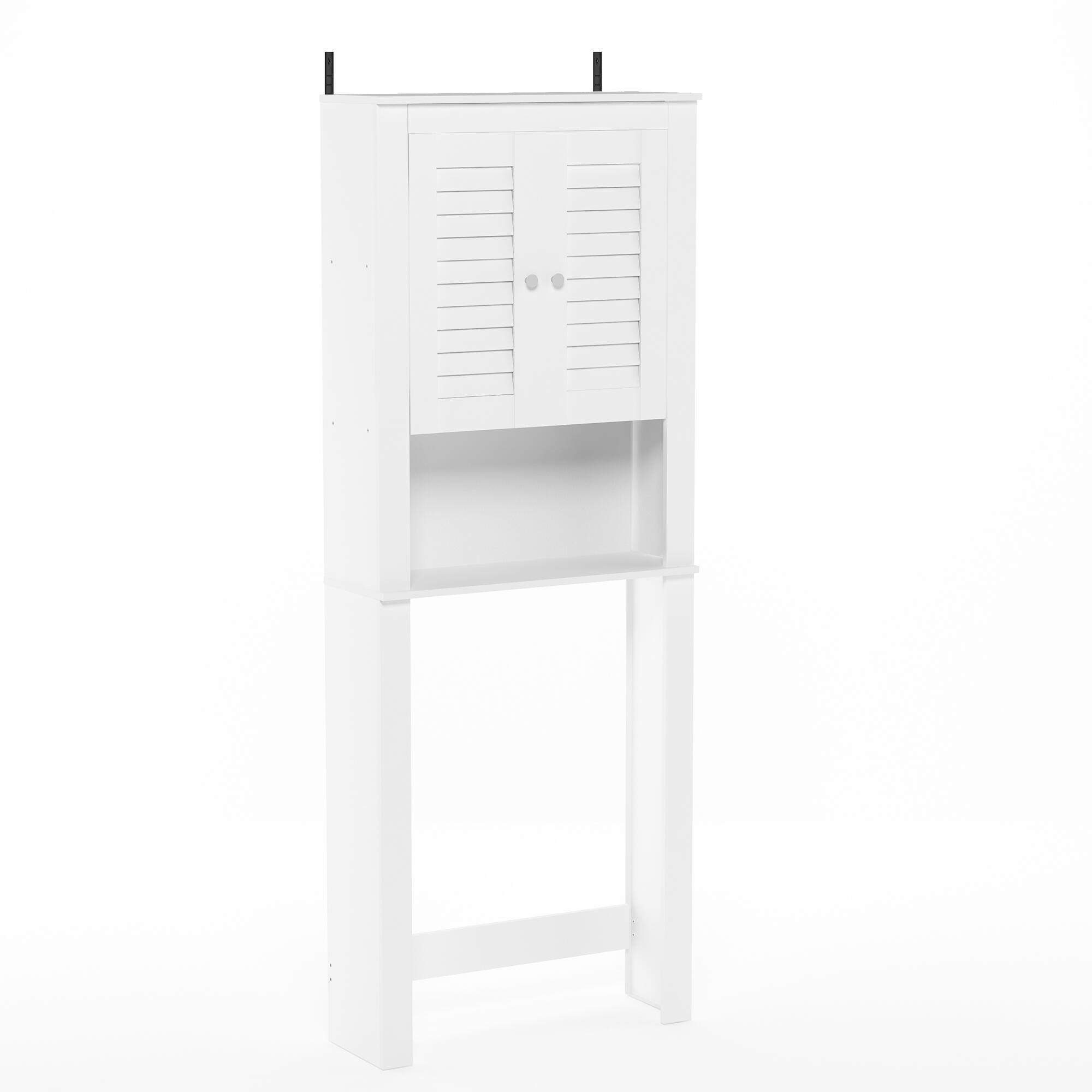 Furinno Indo Louver Door Bath Cabinet, White, large