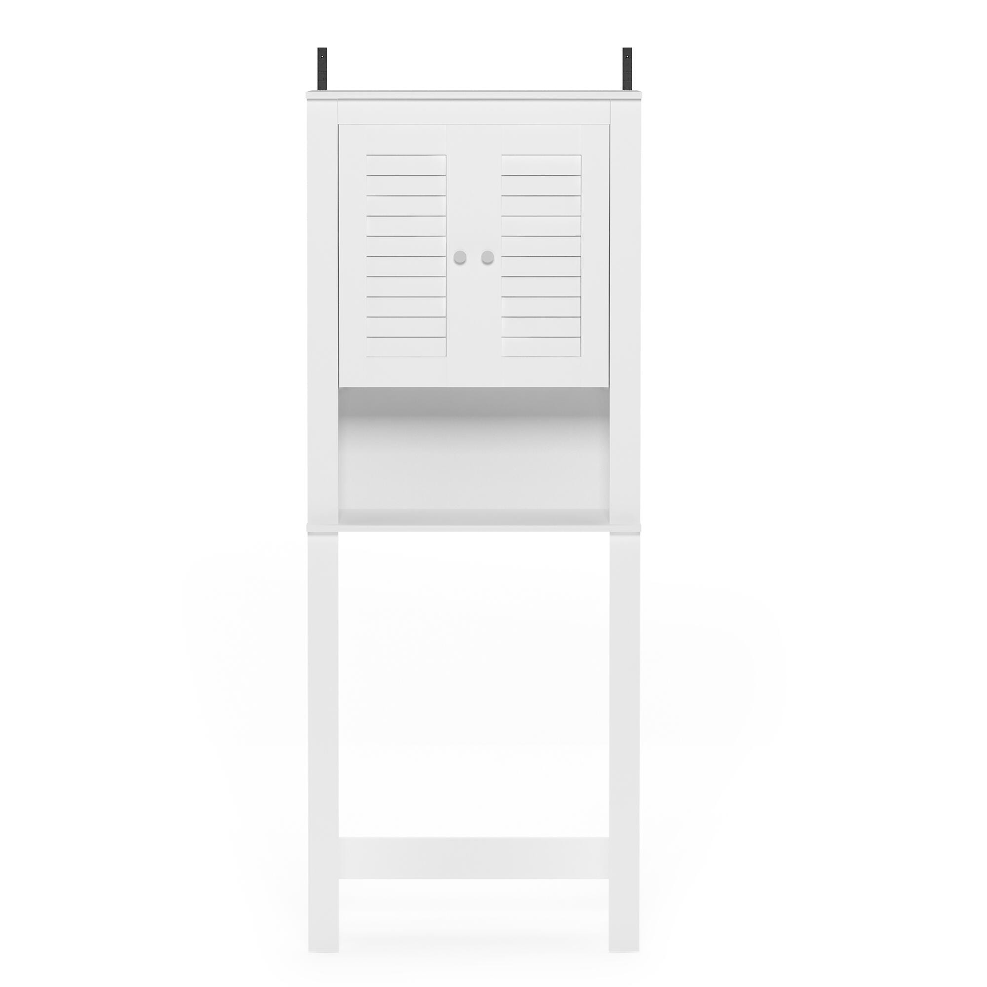 Furinno Indo Louver Door Bath Cabinet, White, large