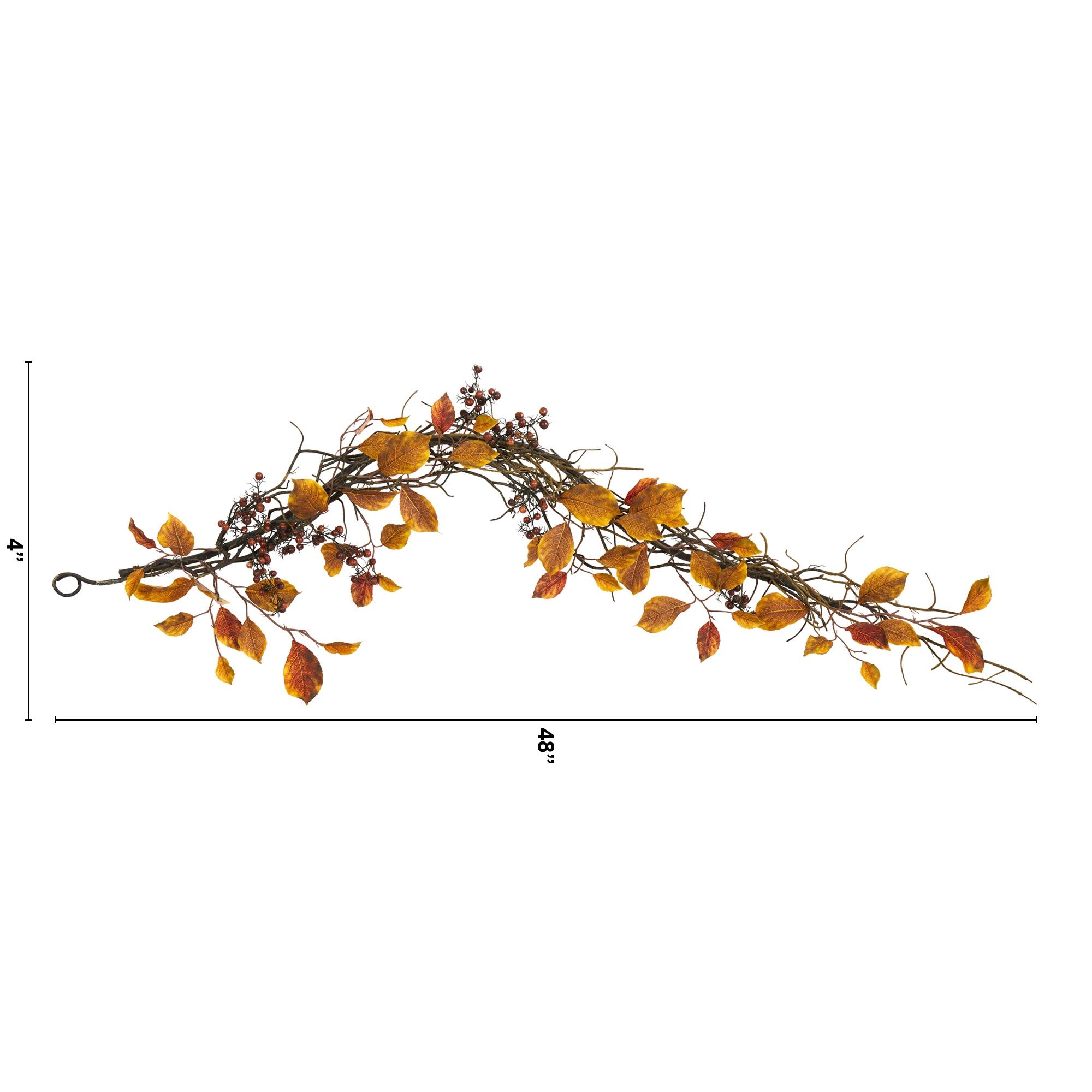Harvest 4’ Fall Foliage, Berries and Twig Artificial Garland, , large