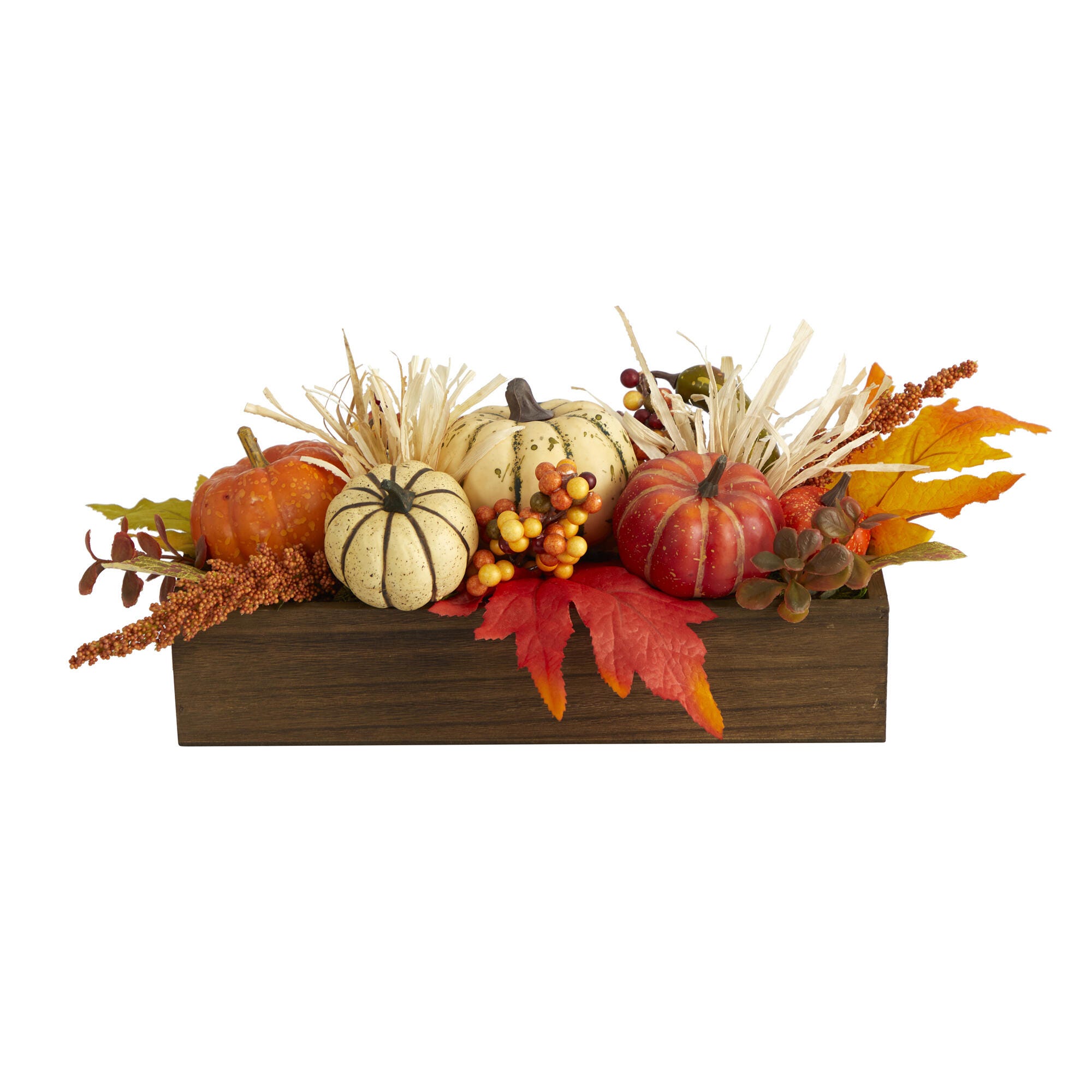 Harvest 16" Harvest Pumpkin and Berries Artificial Arrangement, , large