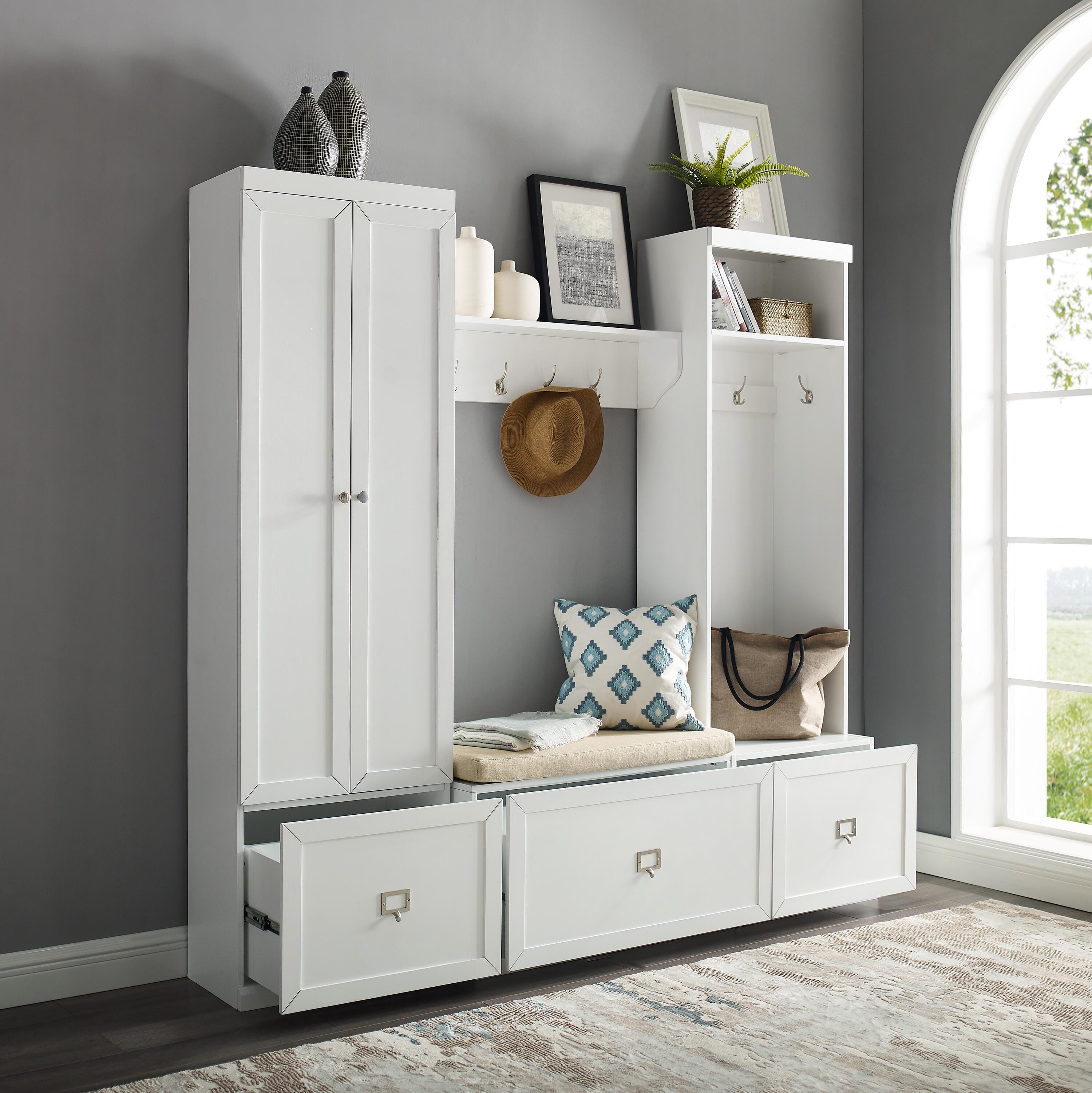 Crosley Furniture Harper 4-Piece Entryway Set with Cabinet, , large