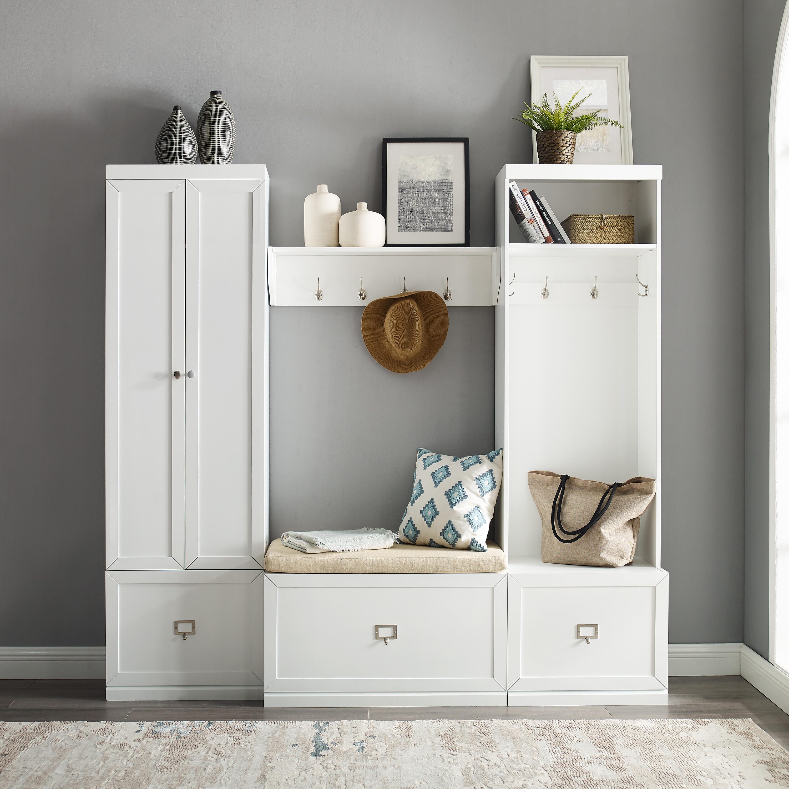 Crosley Furniture Harper 4-Piece Entryway Set with Cabinet, , large