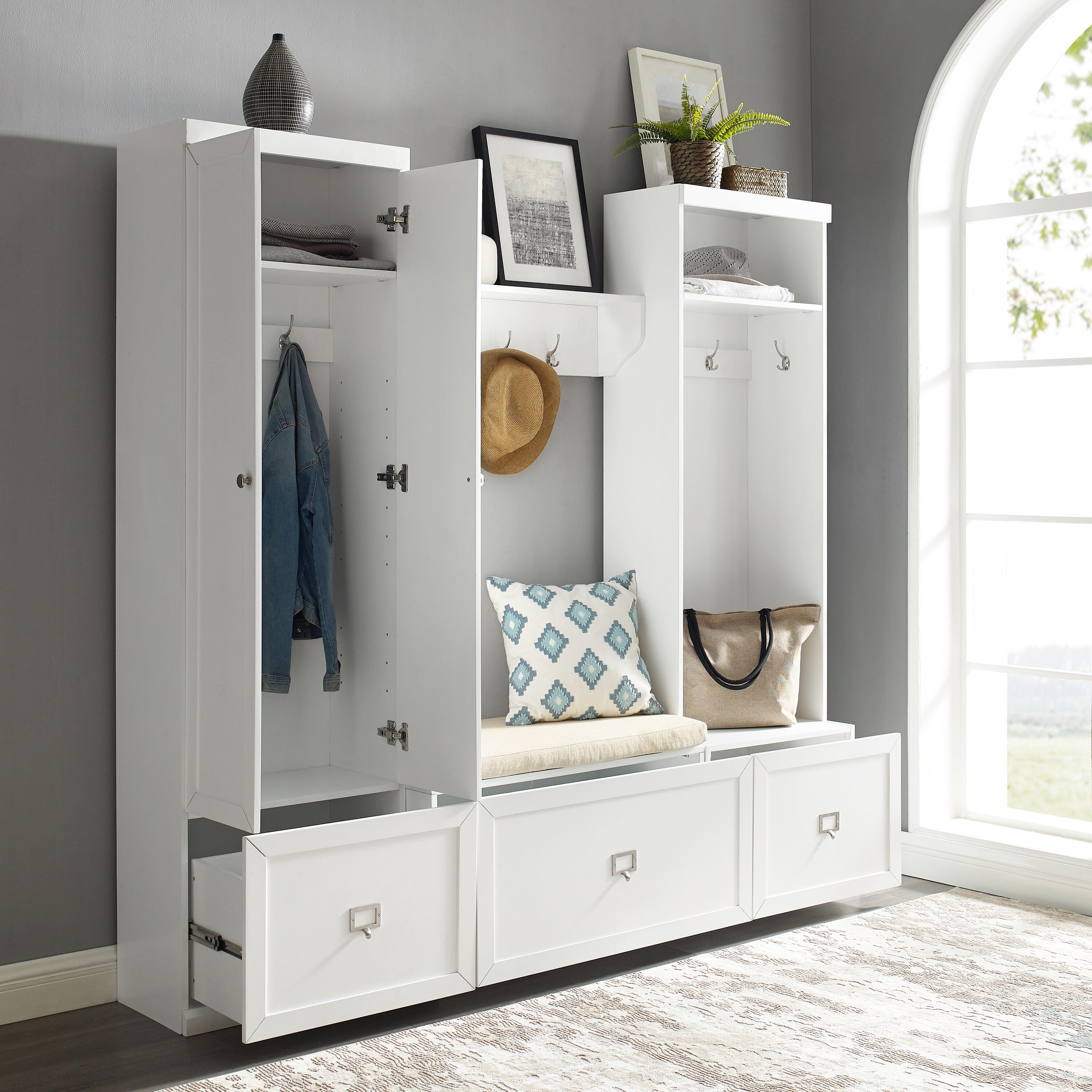 Crosley Furniture Harper 4-Piece Entryway Set with Cabinet, , large