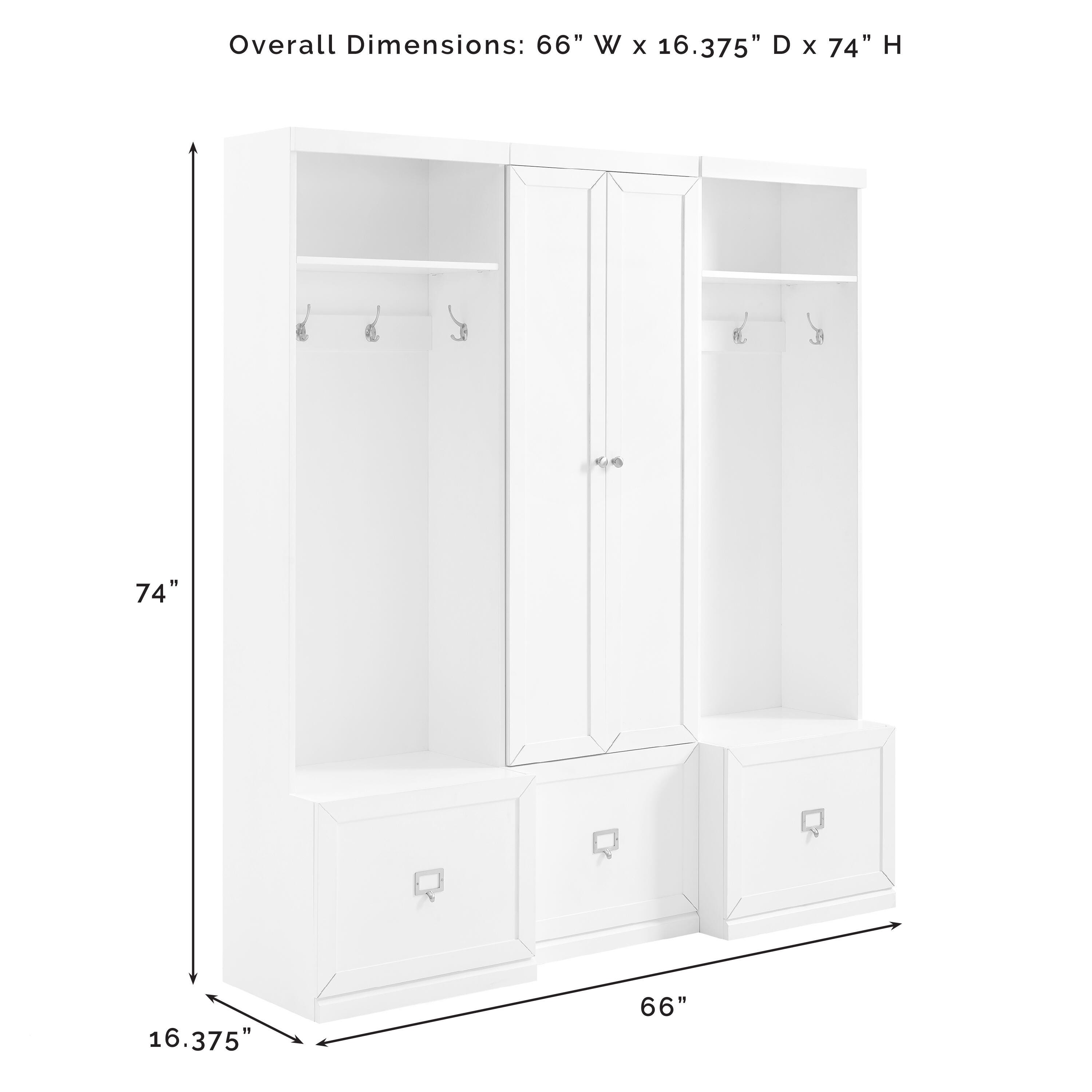 Crosley Furniture Harper 3-Piece Entryway Set, White, large