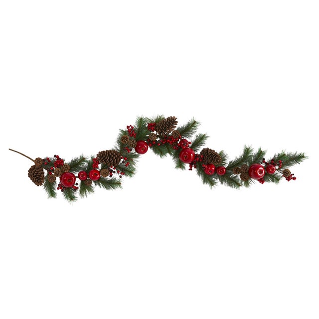 Christmas 6' Apple, Berries and Pinecone Artificial Garland, Red/Green