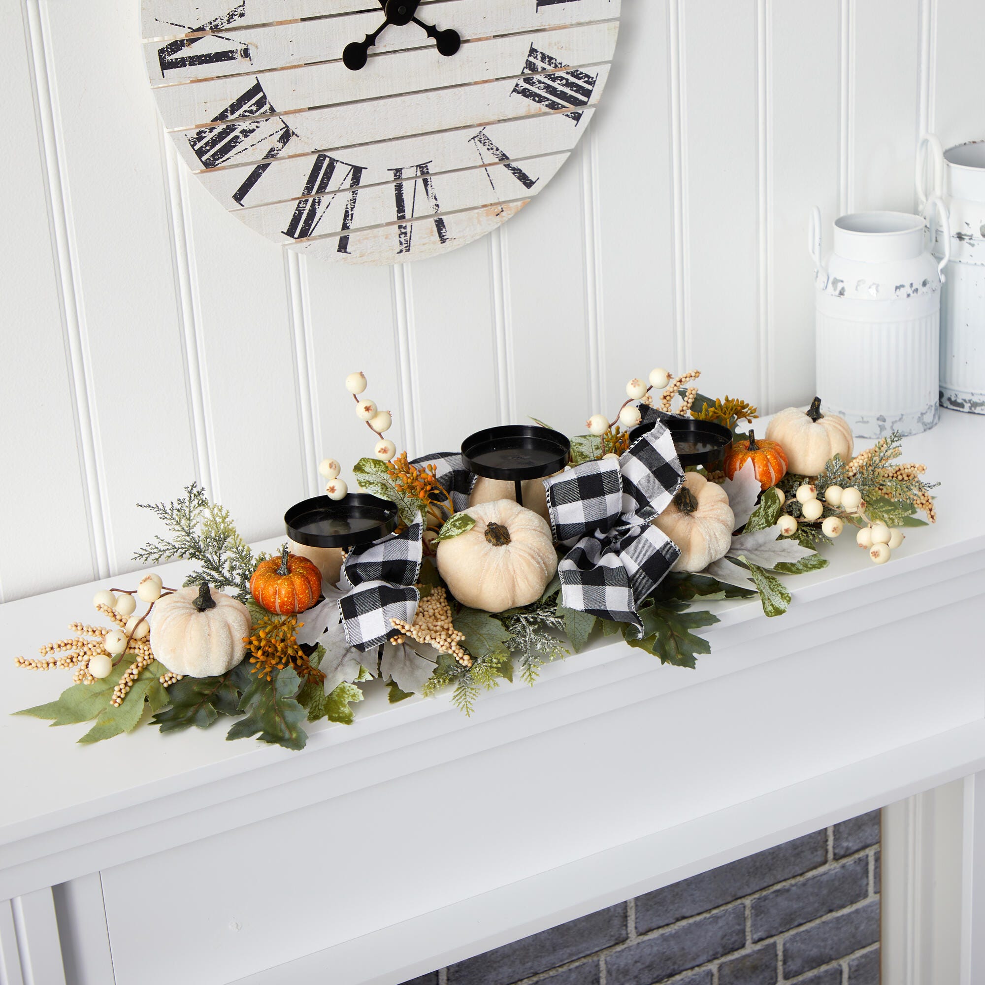 Harvest 32" White Pumpkin and Berries Artificial Candelabrum, , large