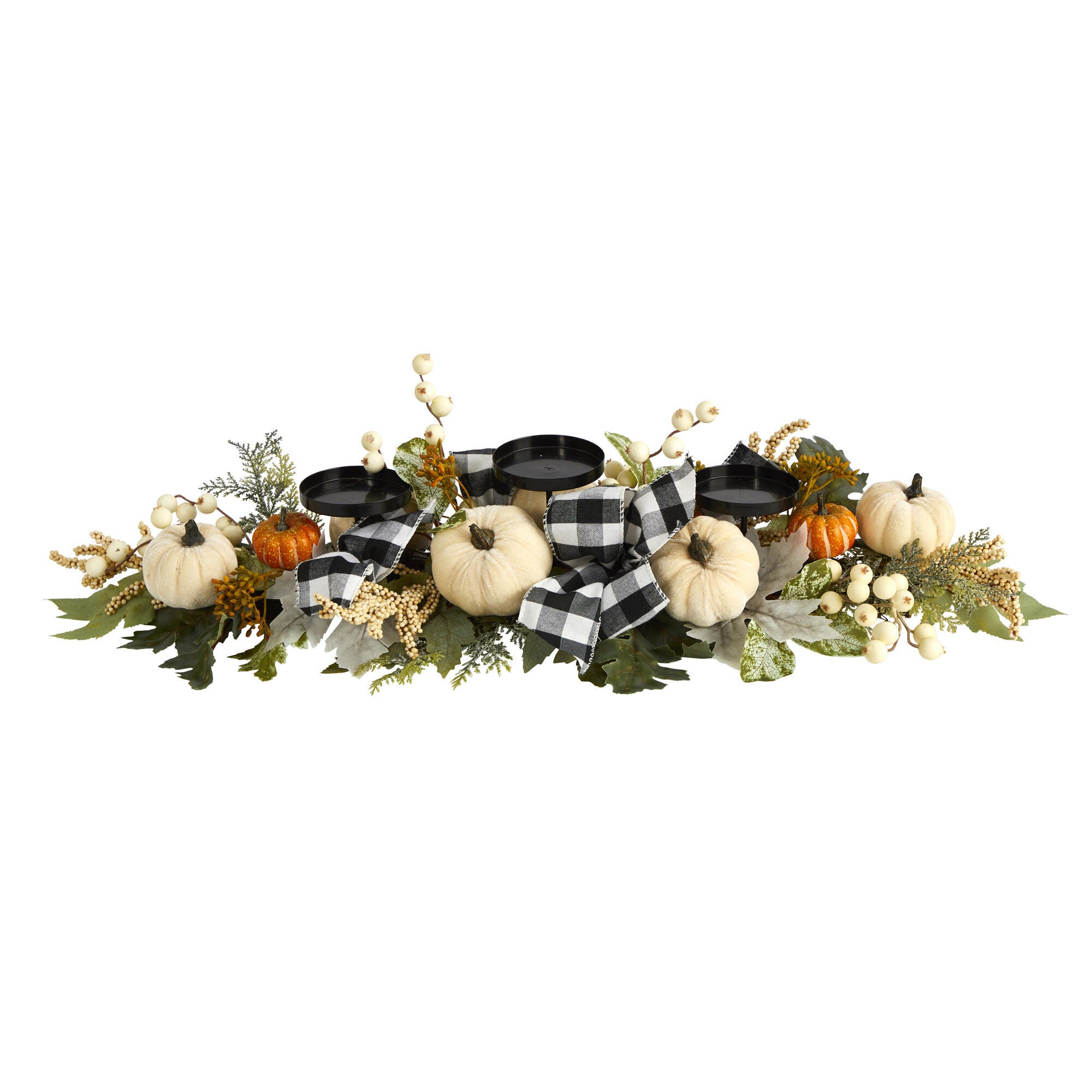 Harvest 32" White Pumpkin and Berries Artificial Candelabrum