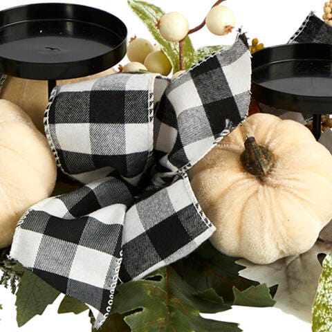 Harvest 32" White Pumpkin and Berries Artificial Candelabrum, , swatch