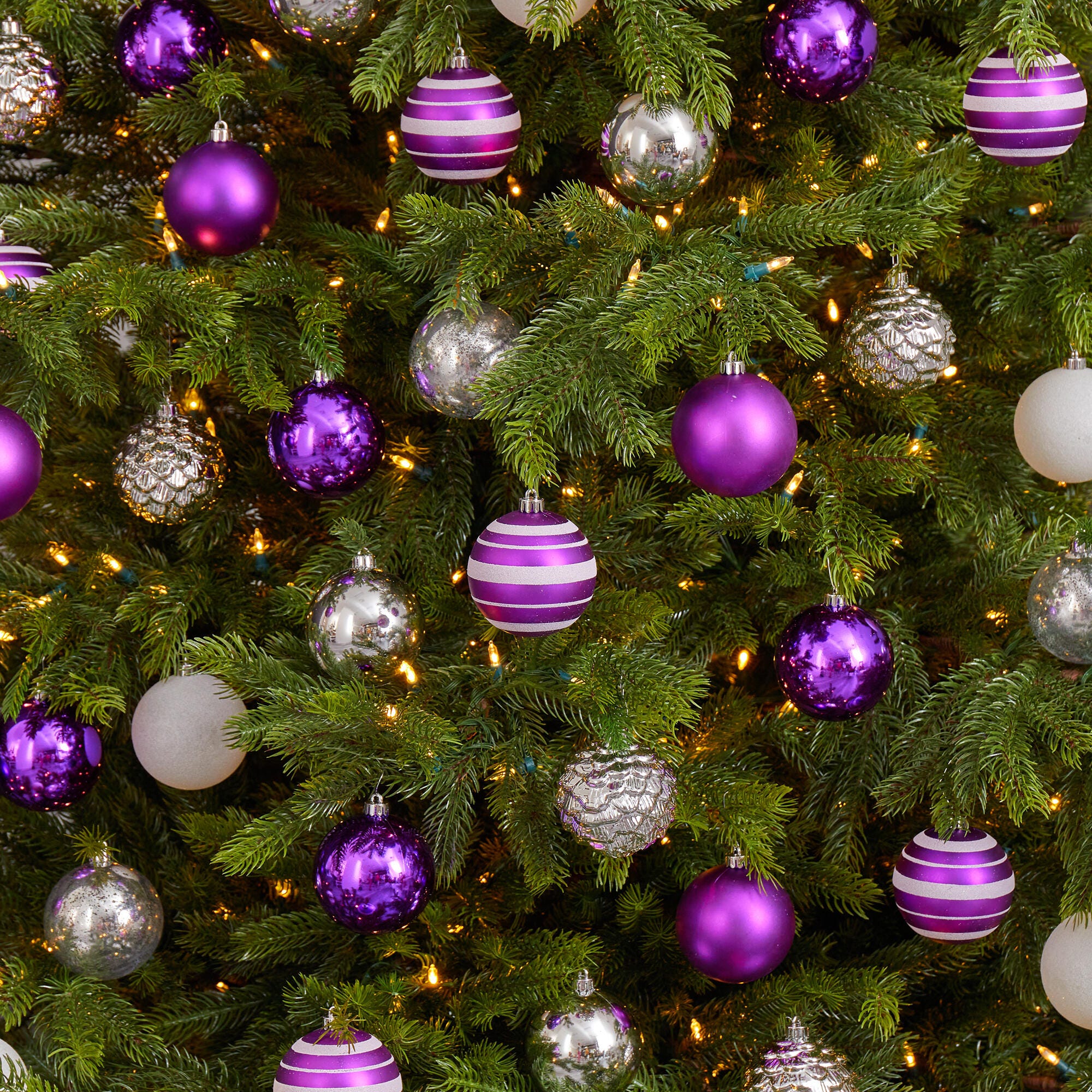 Christmas Holiday Shatterproof, 64 Count Christmas Tree Ornament Set, 80mm with Re-Useable Box, , rollover