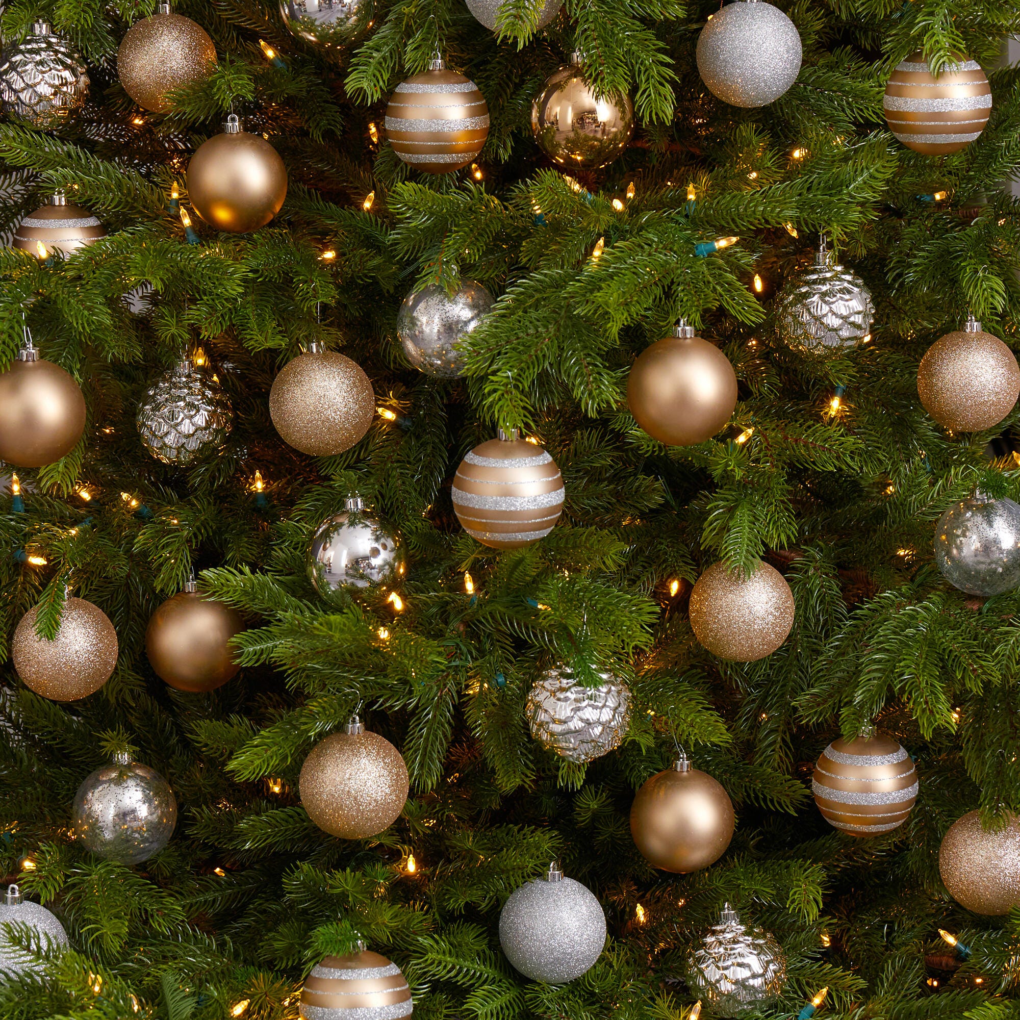 Christmas Holiday Shatterproof, 64 Count Christmas Tree Ornament Set, 80mm with Re-Useable Box, , rollover