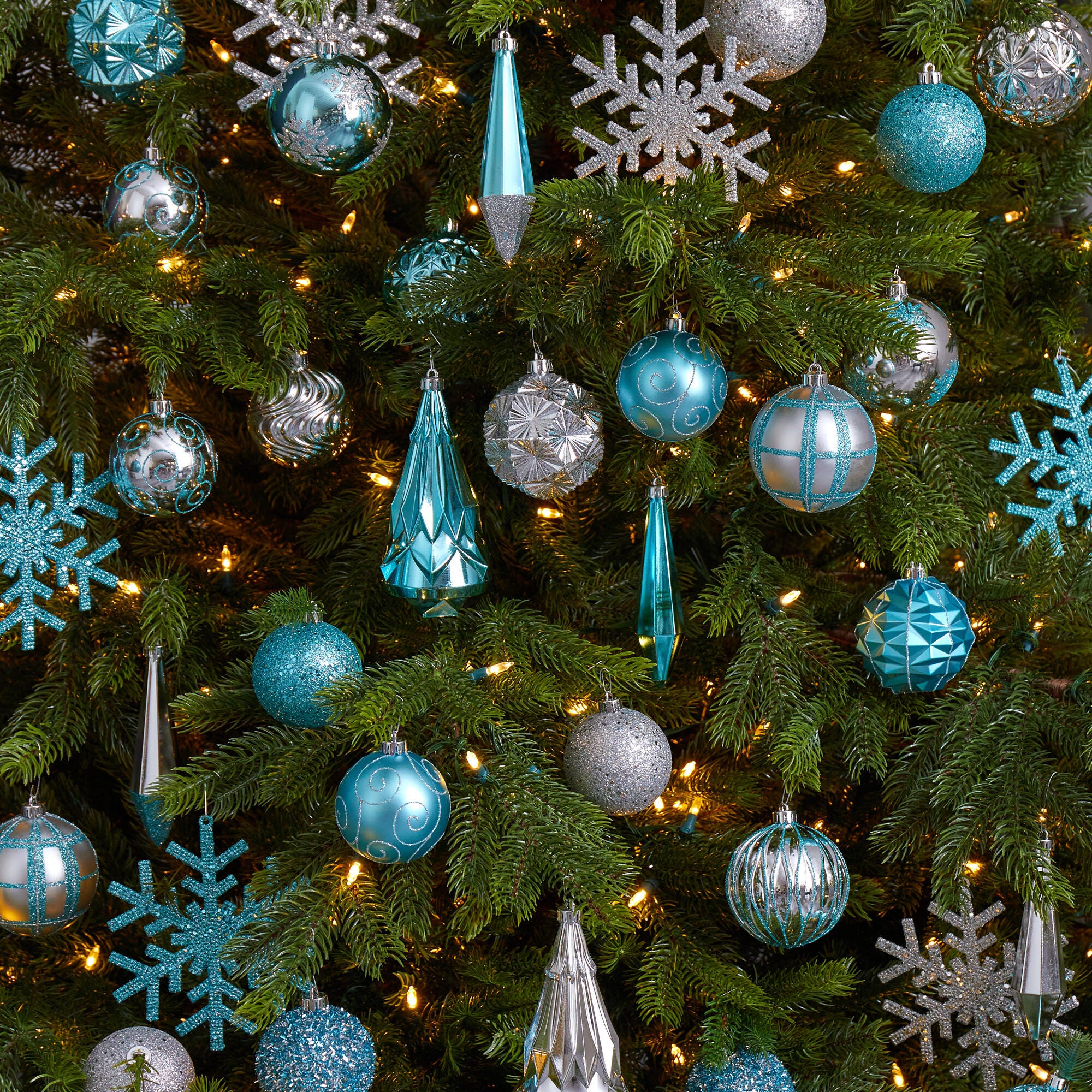 Christmas Holiday Shatterproof, 52 Count Christmas Tree Ornament Box Set, 80mm to 150mm with Reusable Tray, , rollover