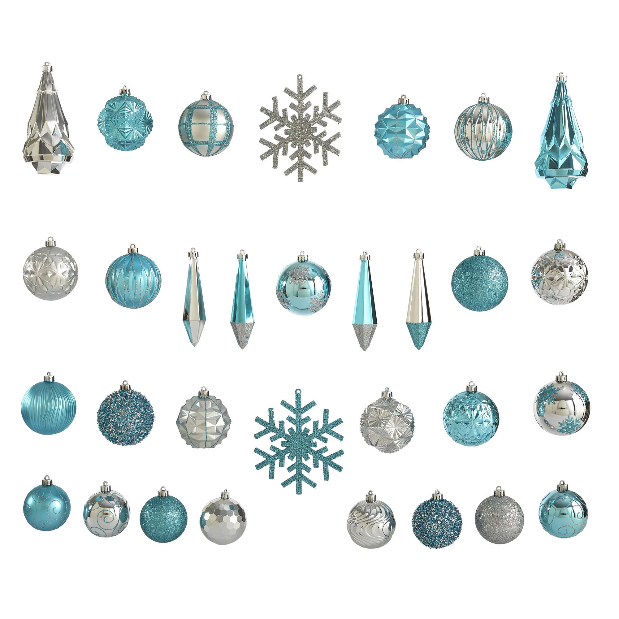 Christmas Holiday Shatterproof, 52 Count Christmas Tree Ornament Box Set, 80mm to 150mm with Reusable Tray, , large