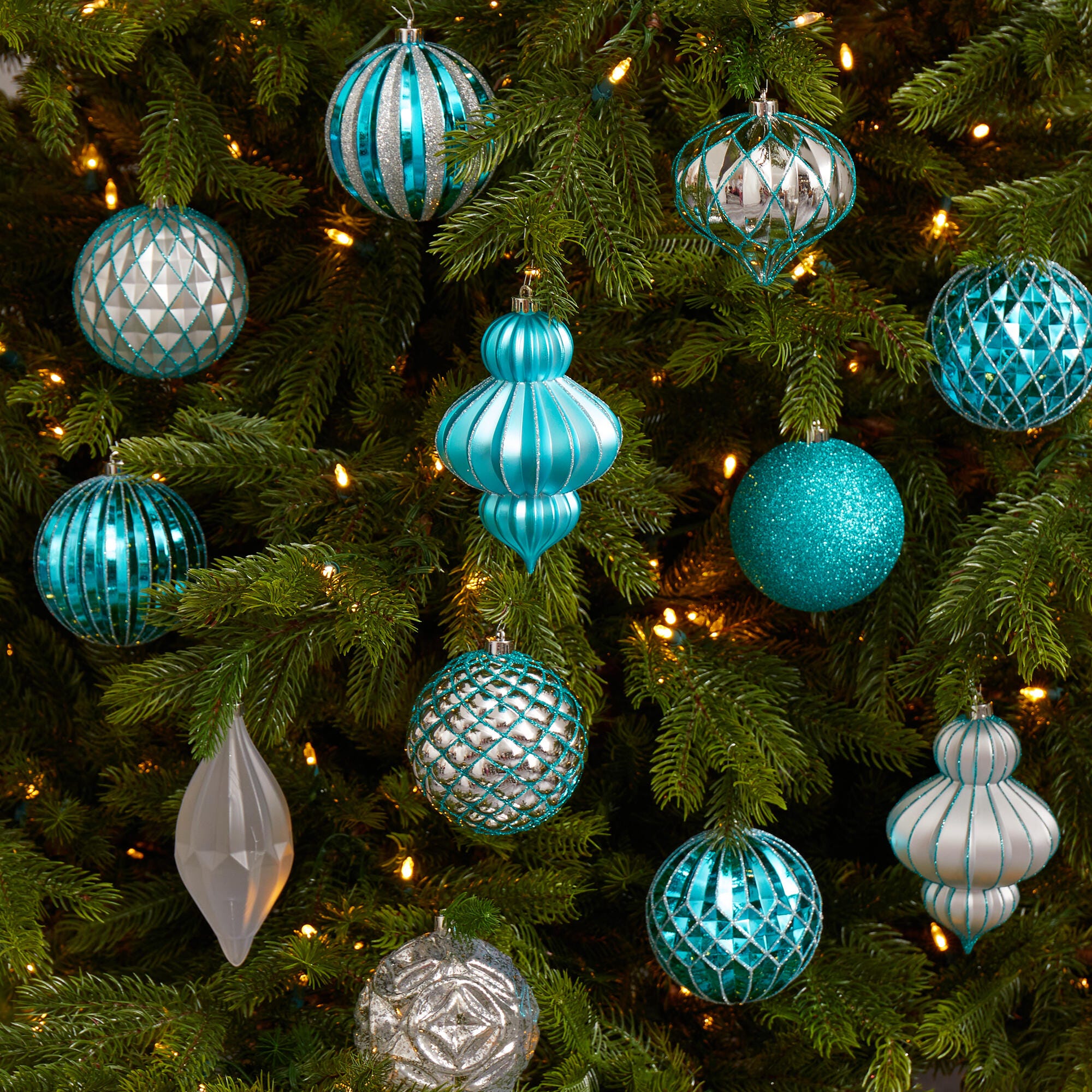 Christmas Holiday Lux Shatterproof, 12 Count Christmas Tree Ornament Set, 100mm with Re-Useable Box, , rollover