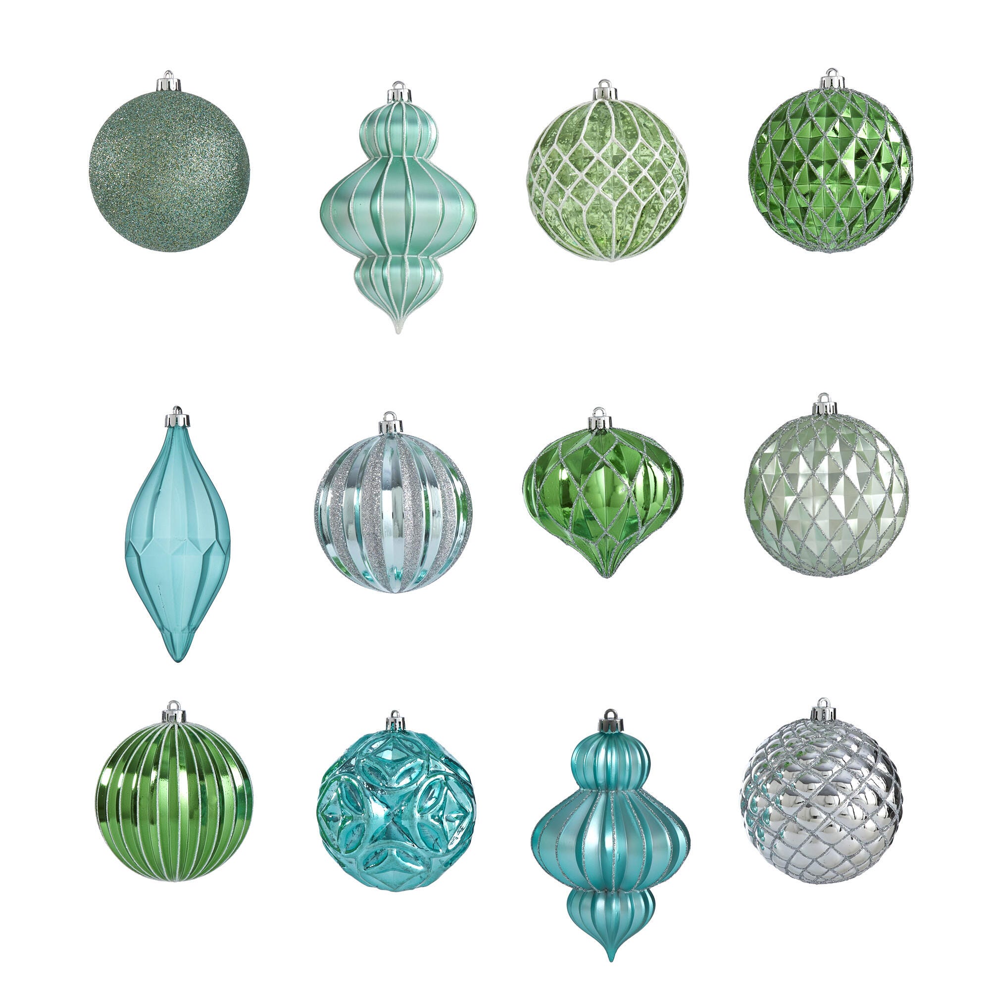 Christmas Holiday Lux Shatterproof, 12 Count Christmas Tree Ornament Set, 100mm with Re-Useable Box, , large