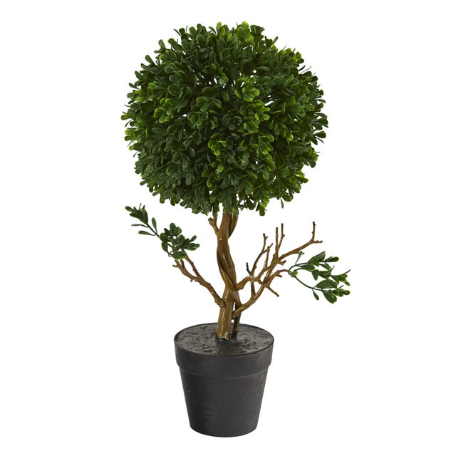 Sterling 15" Boxwood Topiary Artificial Tree UV Resistant (Indoor/Outdoor)