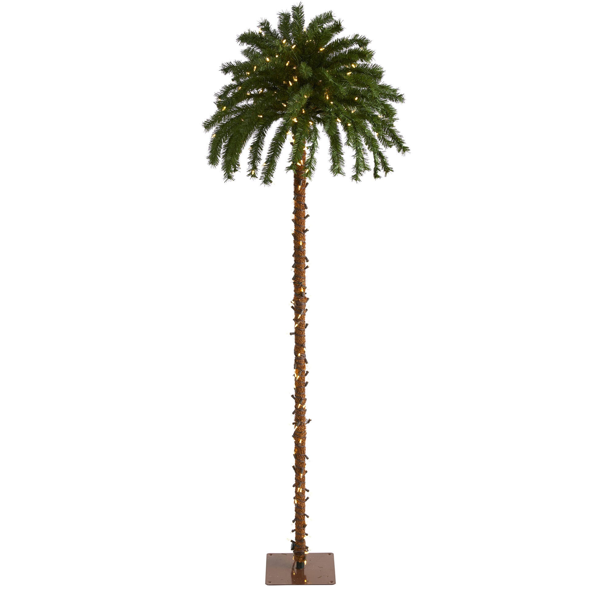 Sterling 7' Christmas Palm Artificial Tree with 300 White Warm LED Lights, , large
